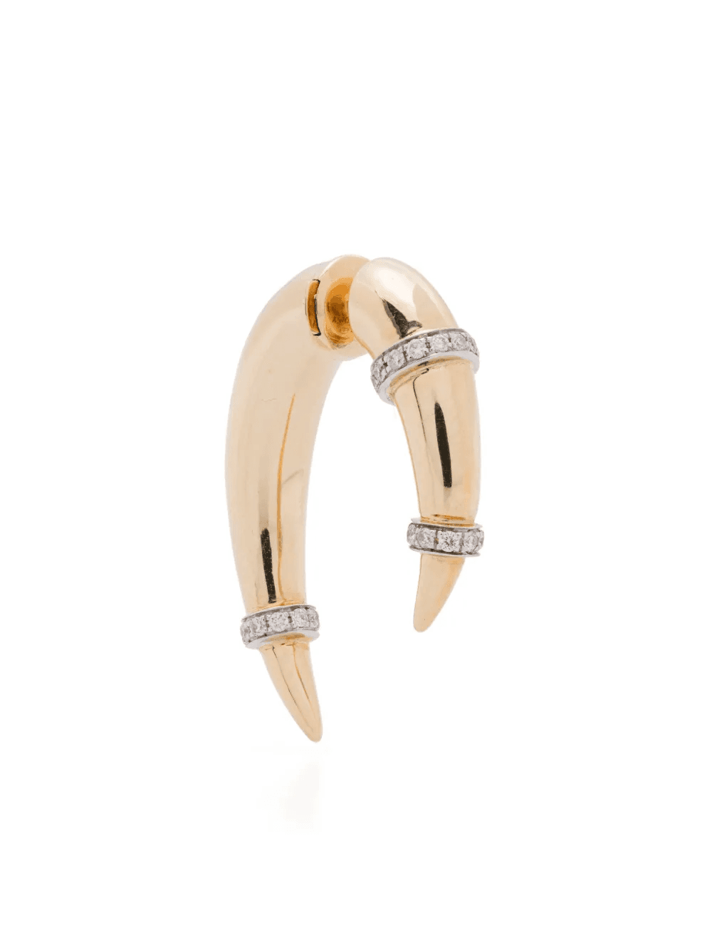 14K yellow gold Horn diamond single earring - Image 1