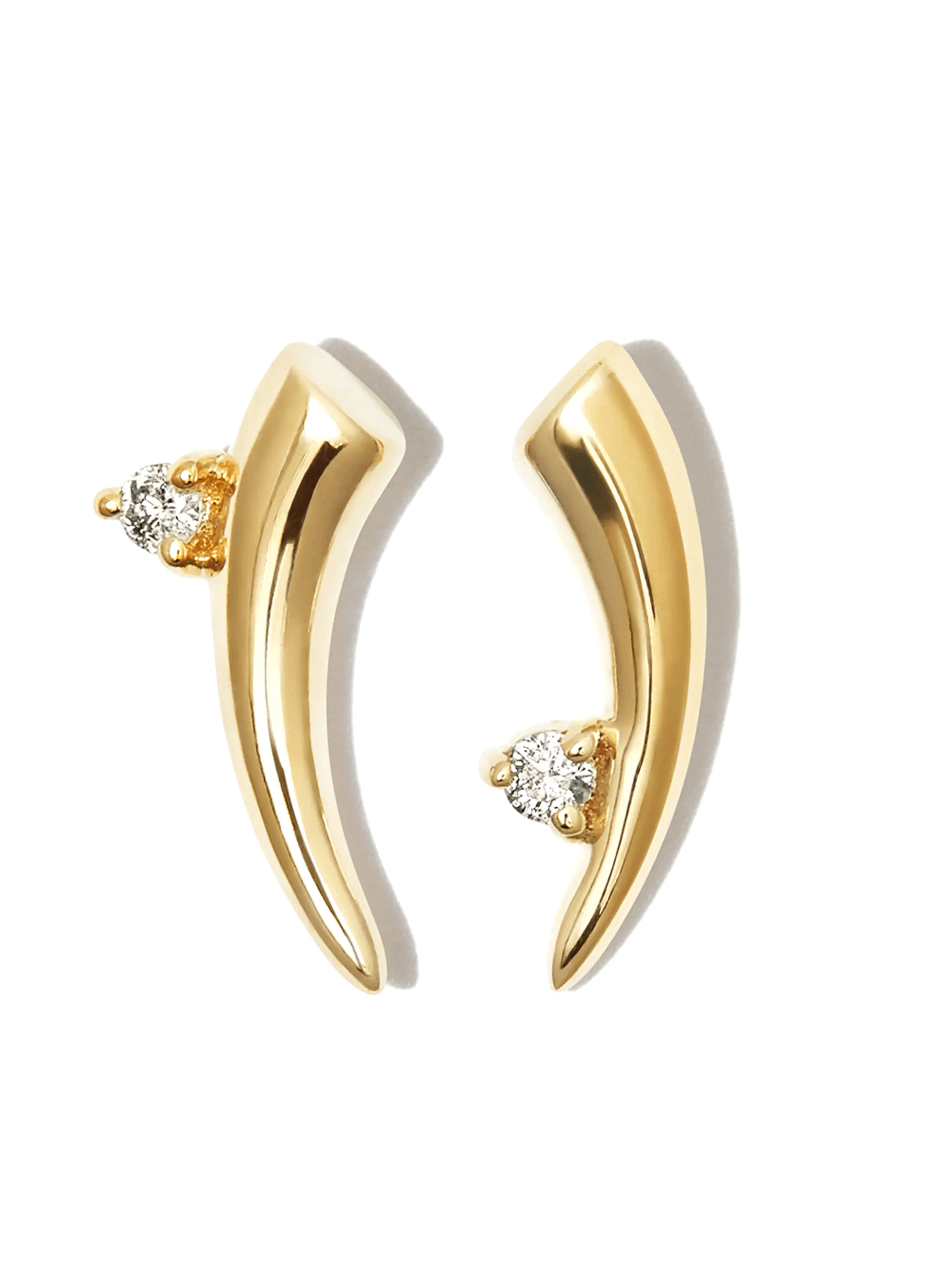 14K yellow gold thorn diamond stud earrings - Image 1