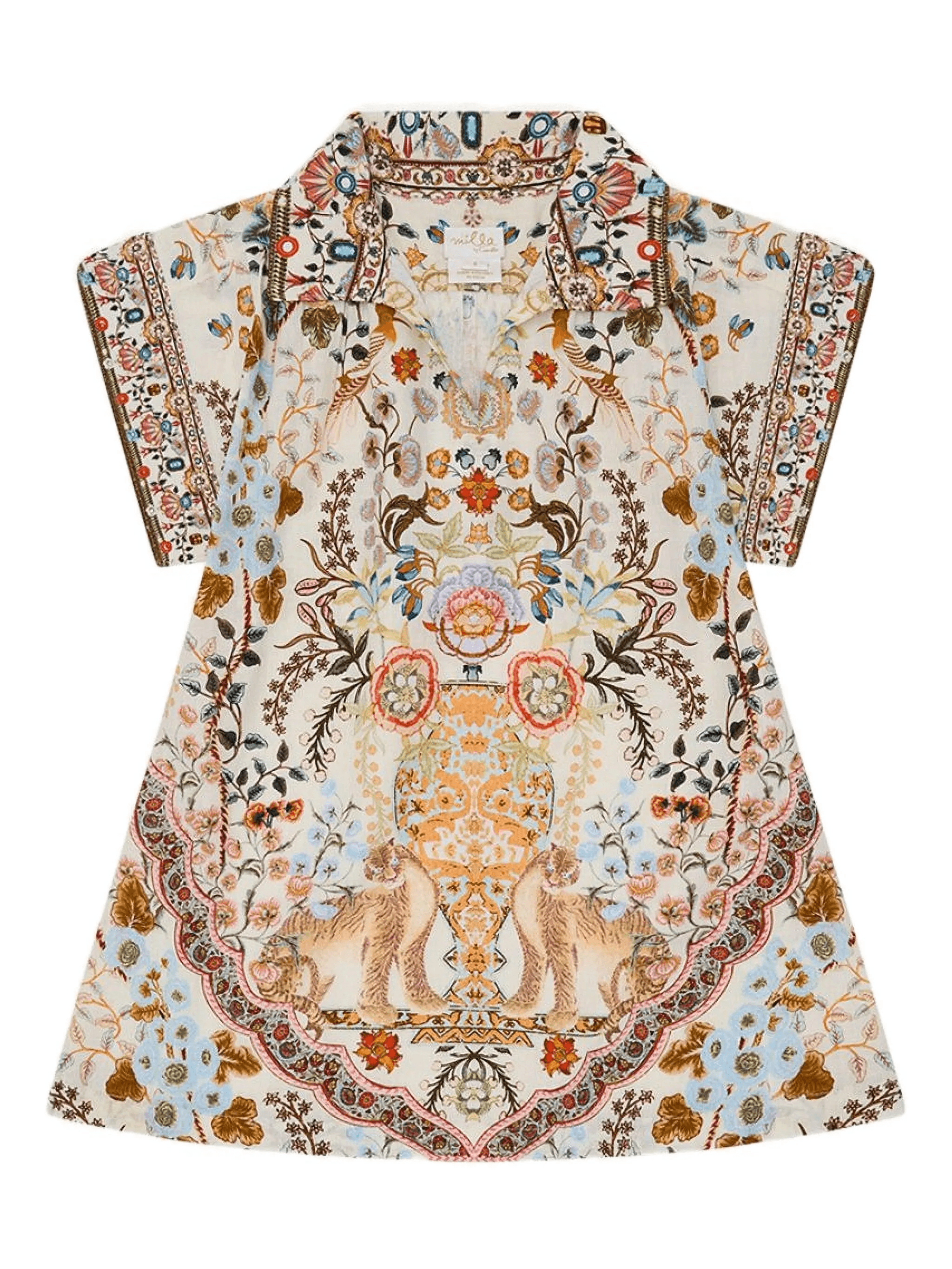 floral-print collared shirt casual dress - Image 1