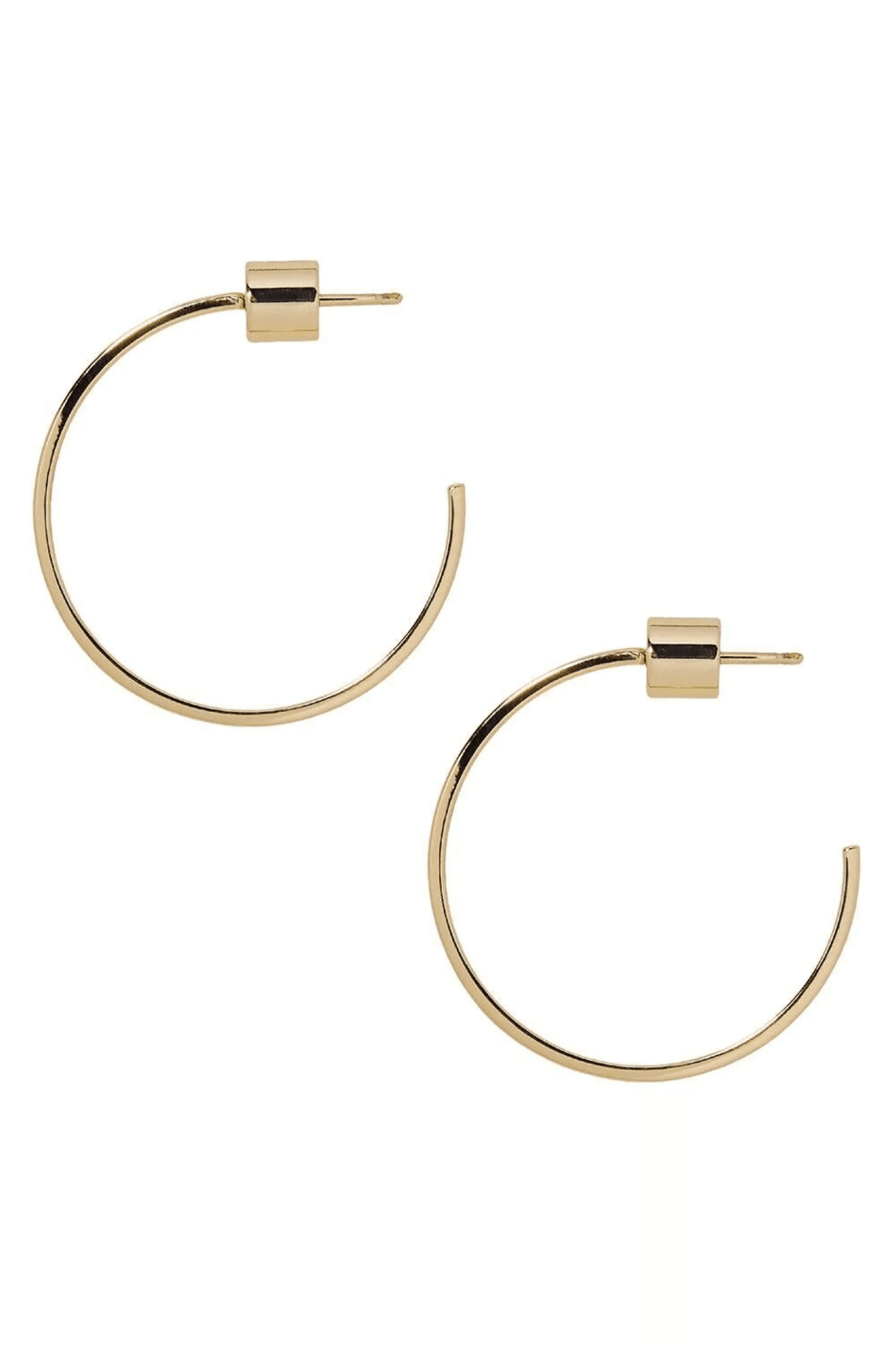 14K yellow gold Flat Thread hoop earrings - Image 1
