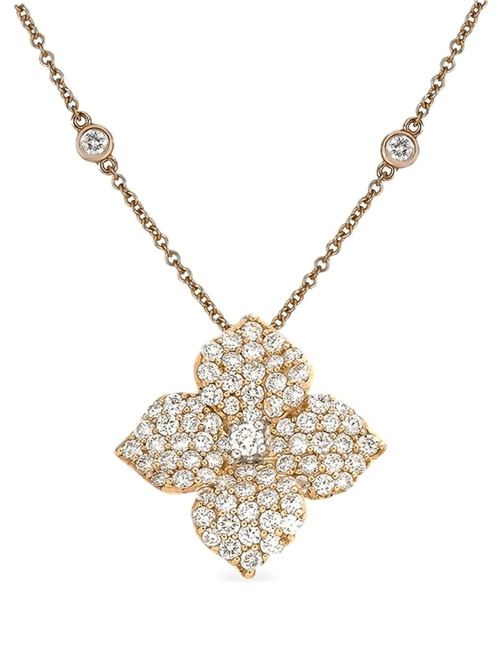 18K rose gold diamond large flower necklace - Image 1