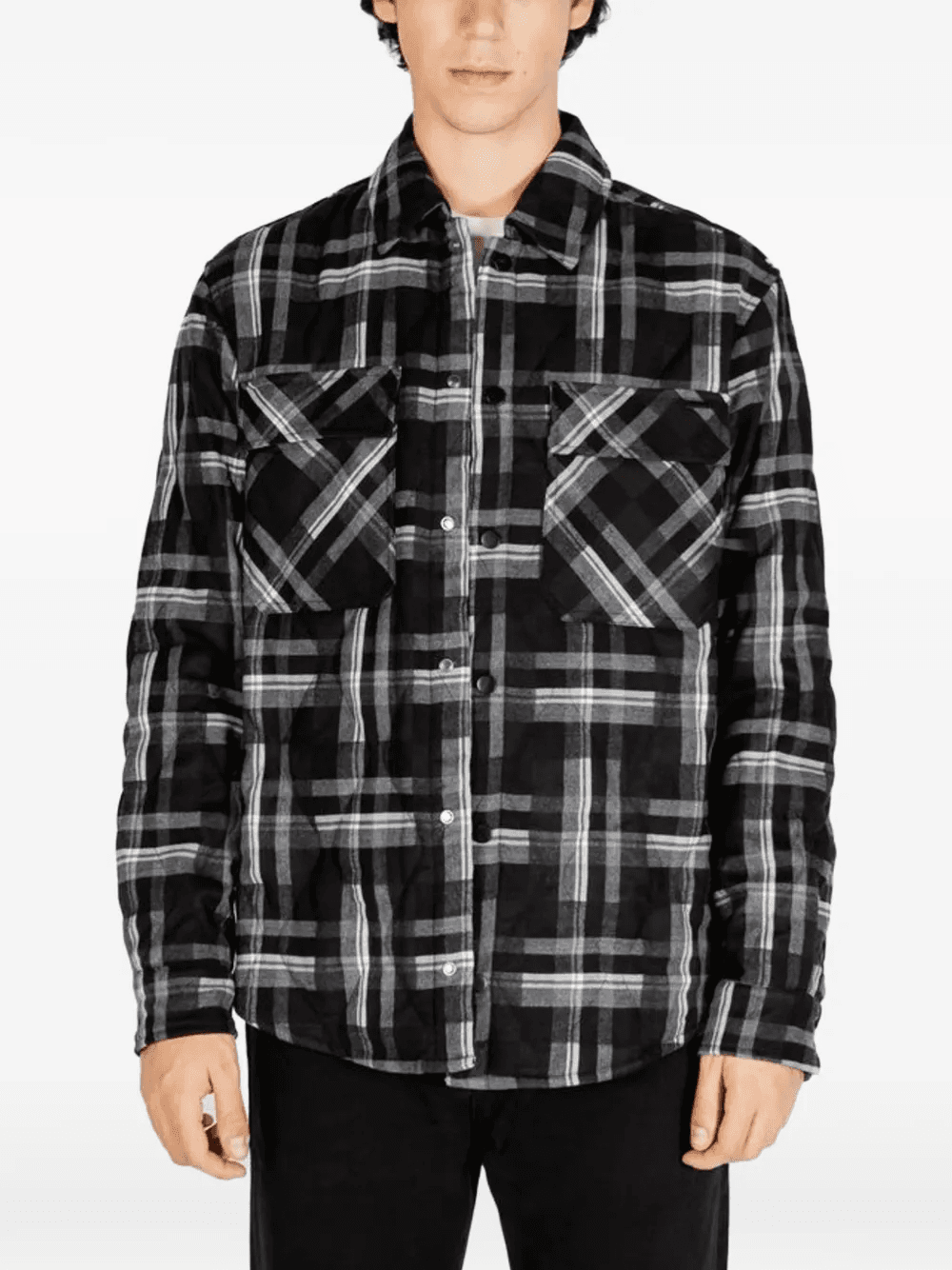 plaid quilted shirt jacket - Image 1