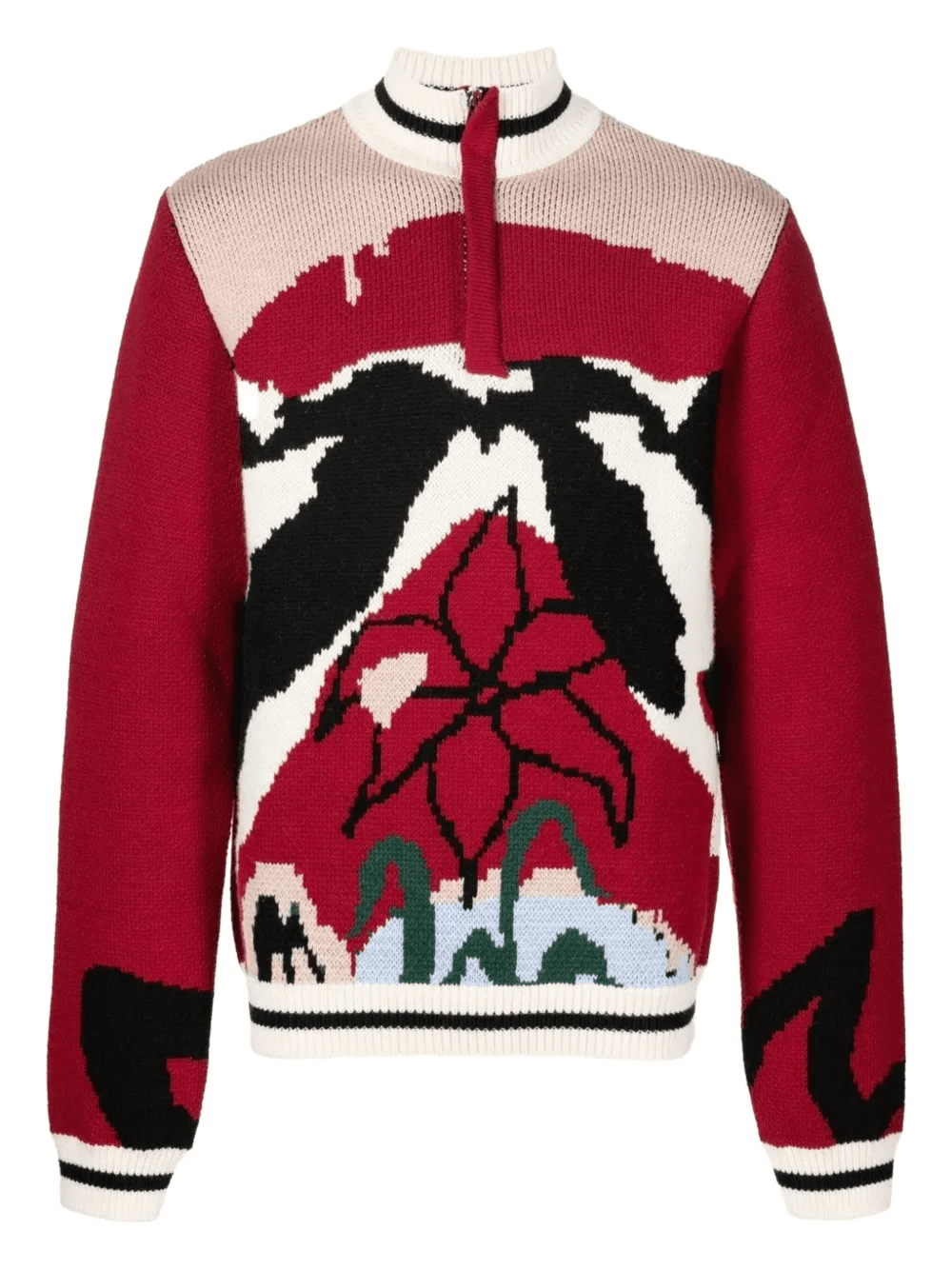 abstract-floral half-zip sweater - Image 1