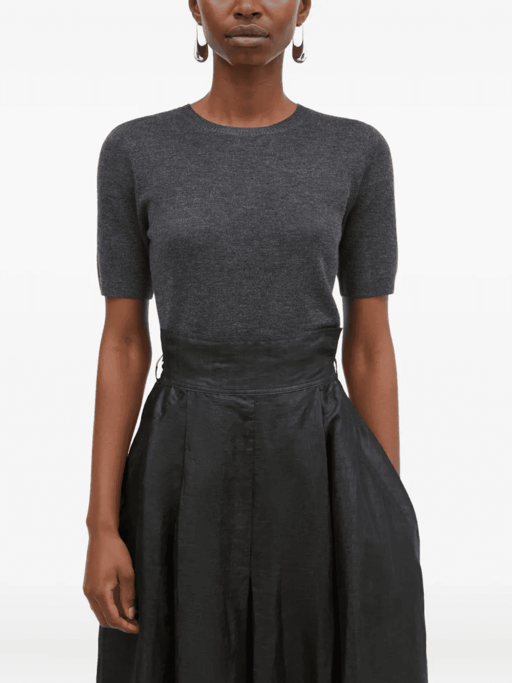 Nova Light Ramie pleated wrap midi skirt - Image 1