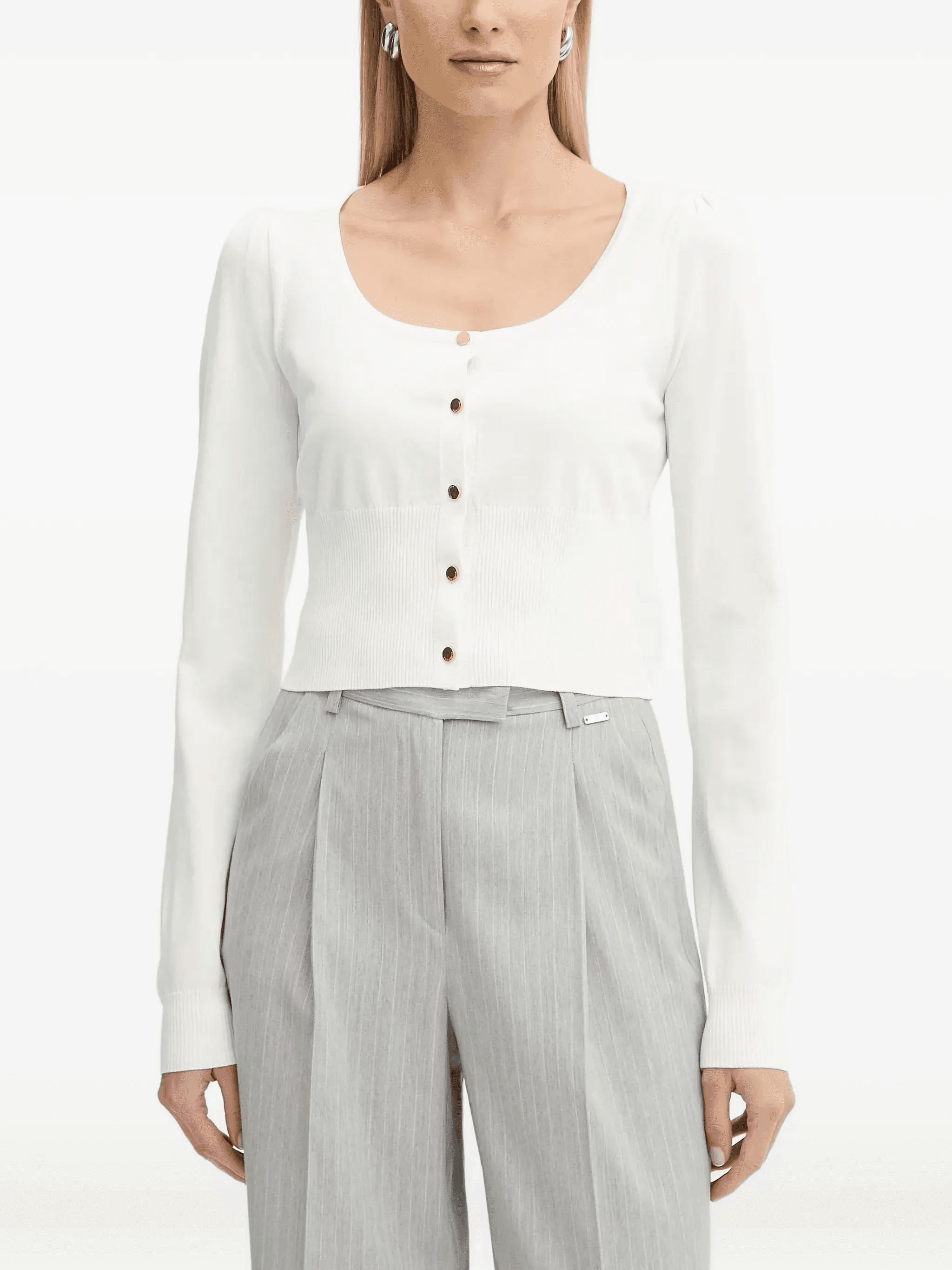 scoop-neck cardigan - Image 1