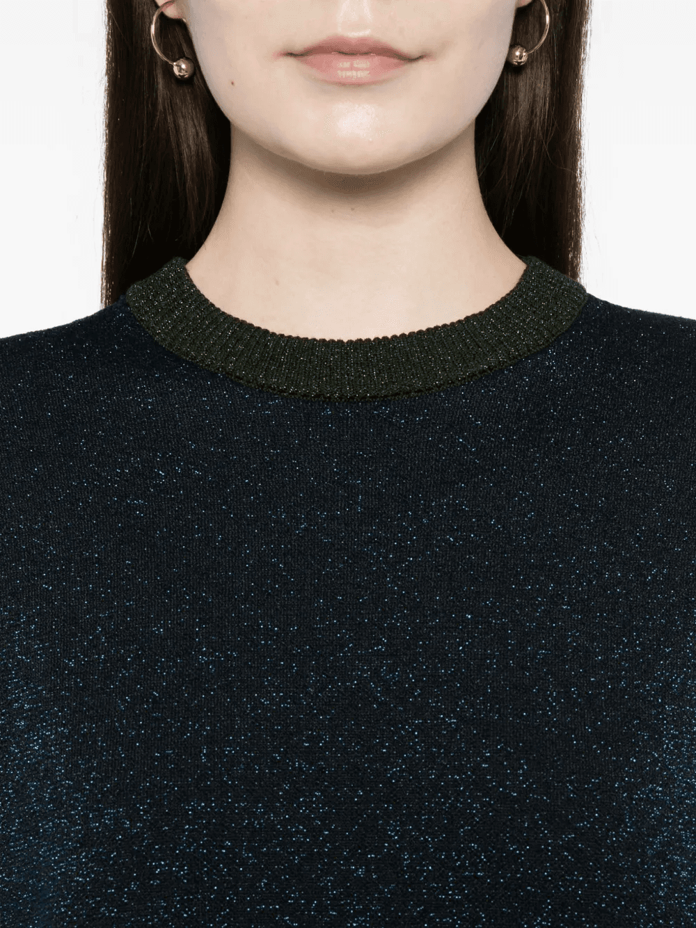 metallic crew-neck sweater - Image 1