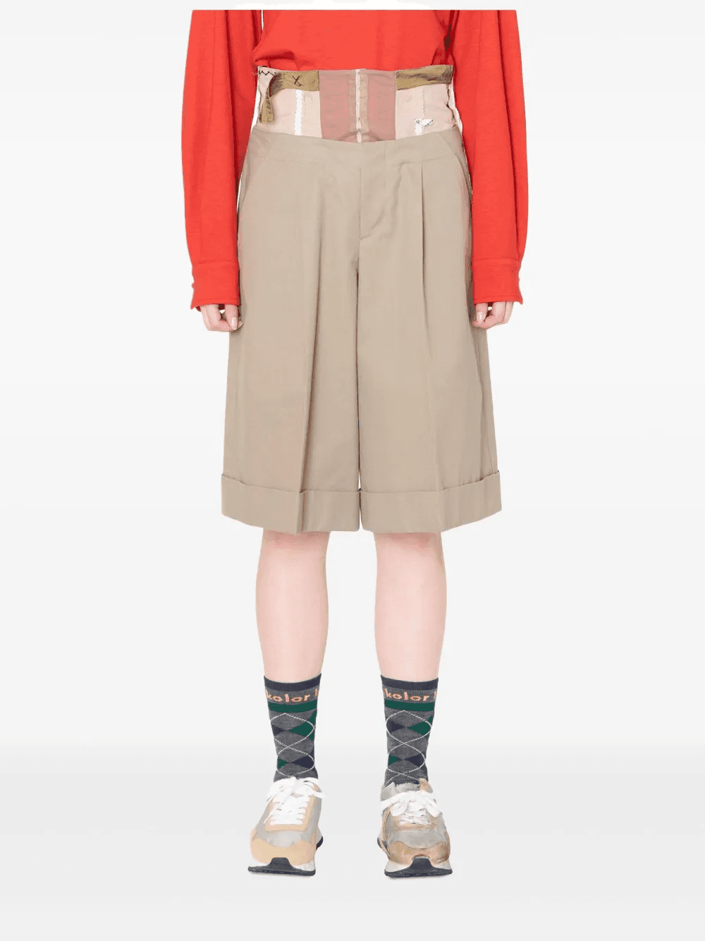 pleated panelled shorts - Image 1