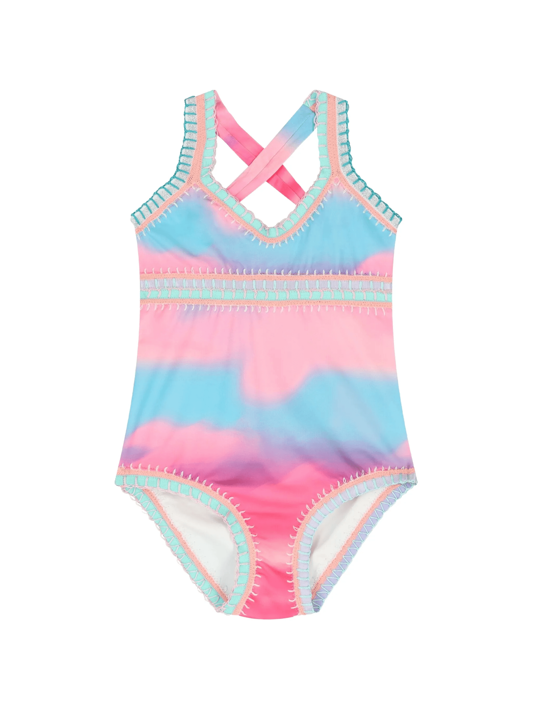 tie dye trim swimsuit - Image 1