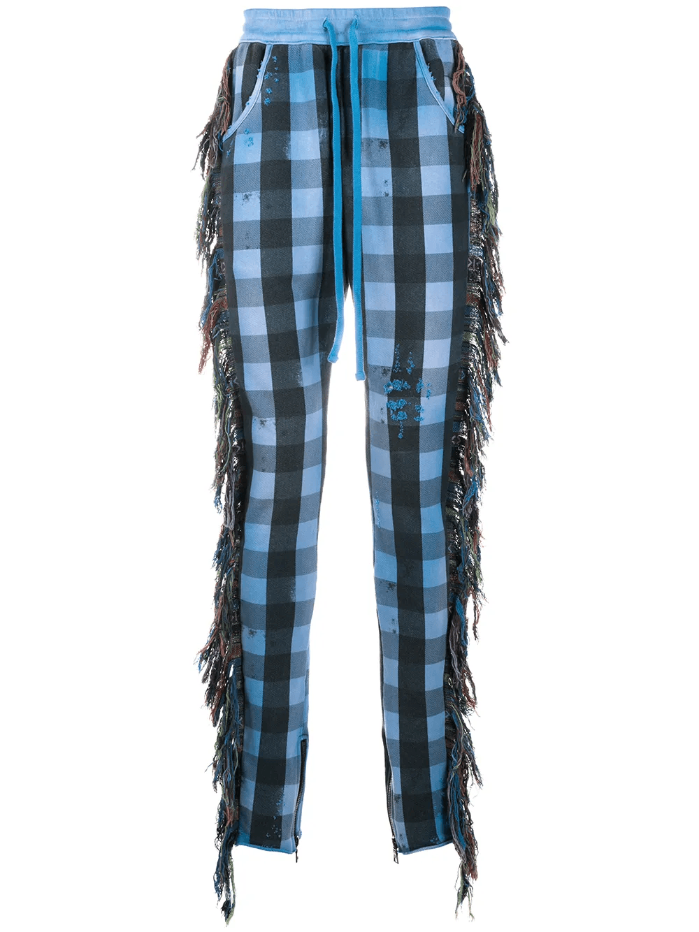 fringe-trim checked trousers - Image 1