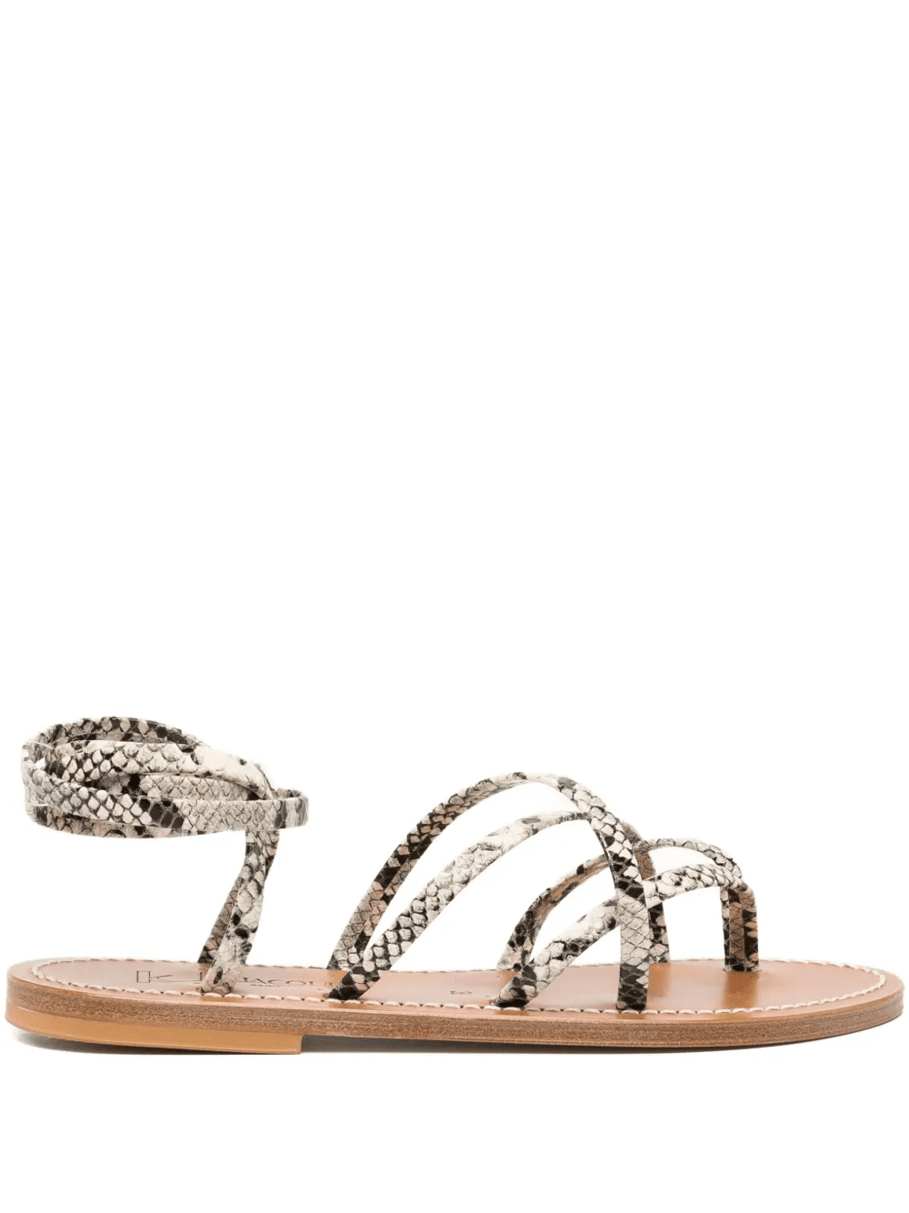 snakeskin leather ankle-tie sandals - Image 1