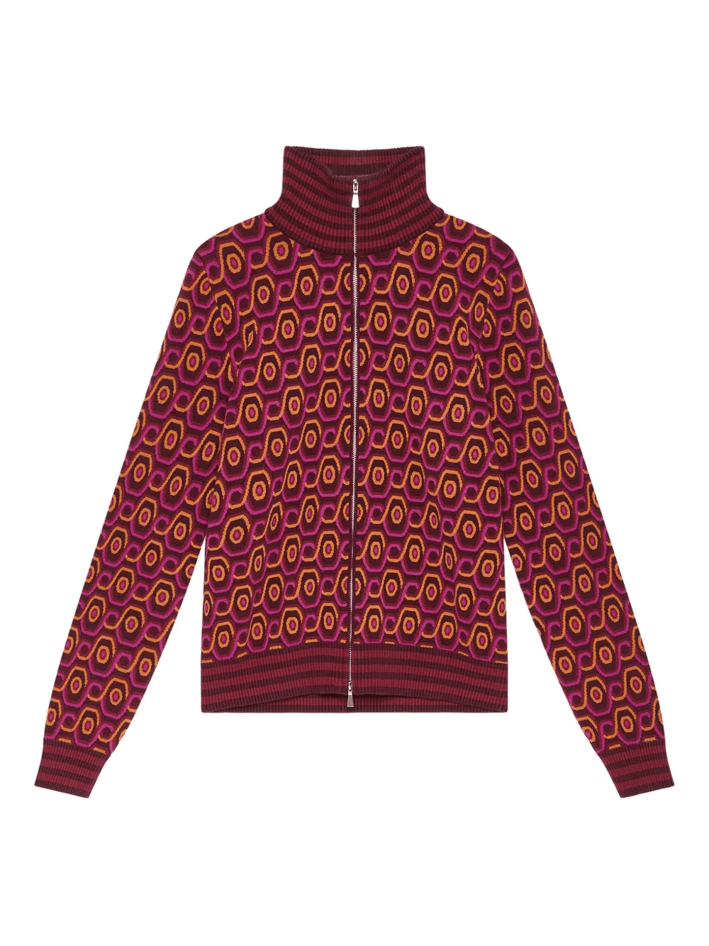 geometric-pattern zip-up cardigan - Image 1