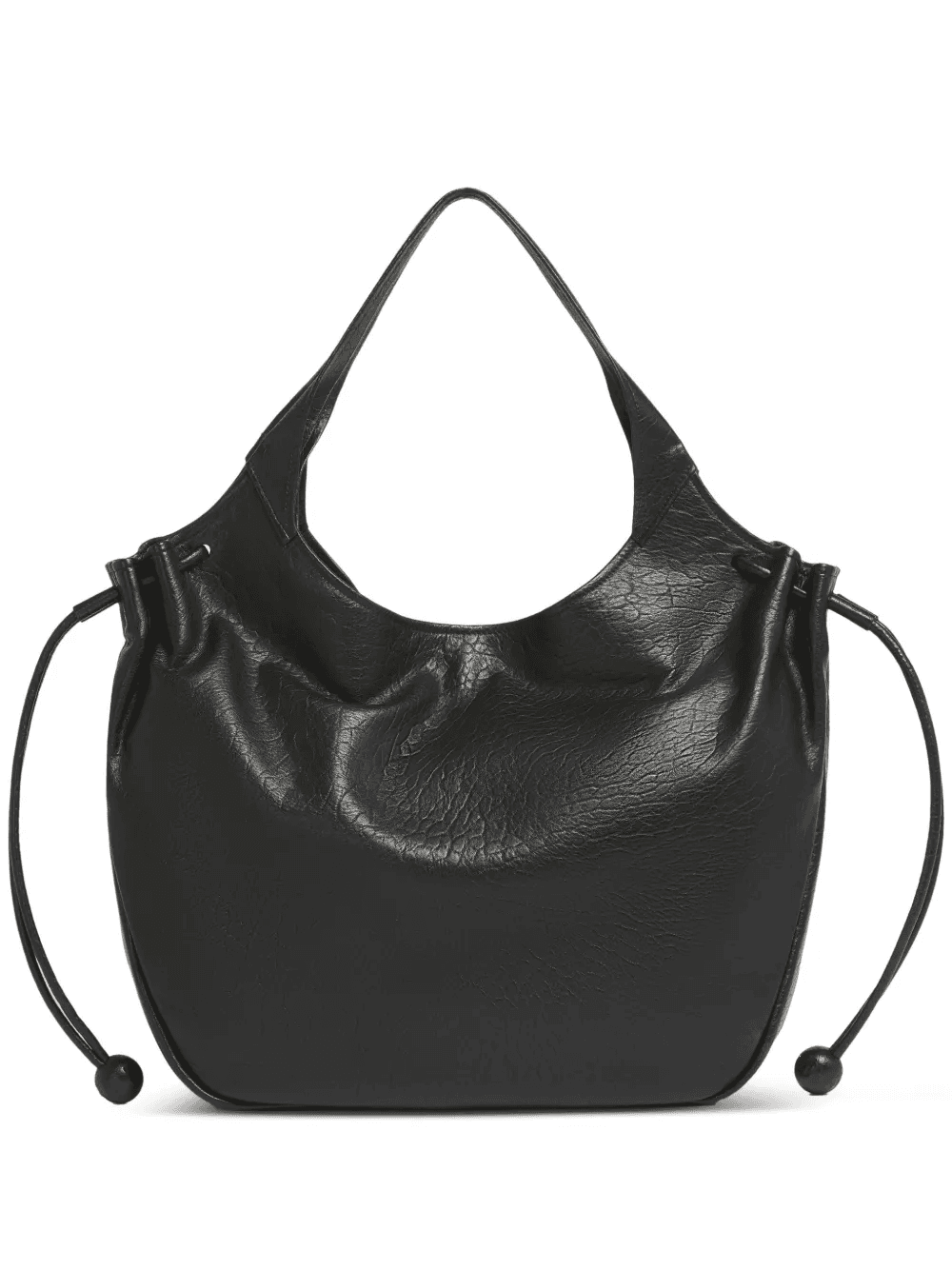 grained leather drawcord tote bag - Image 1