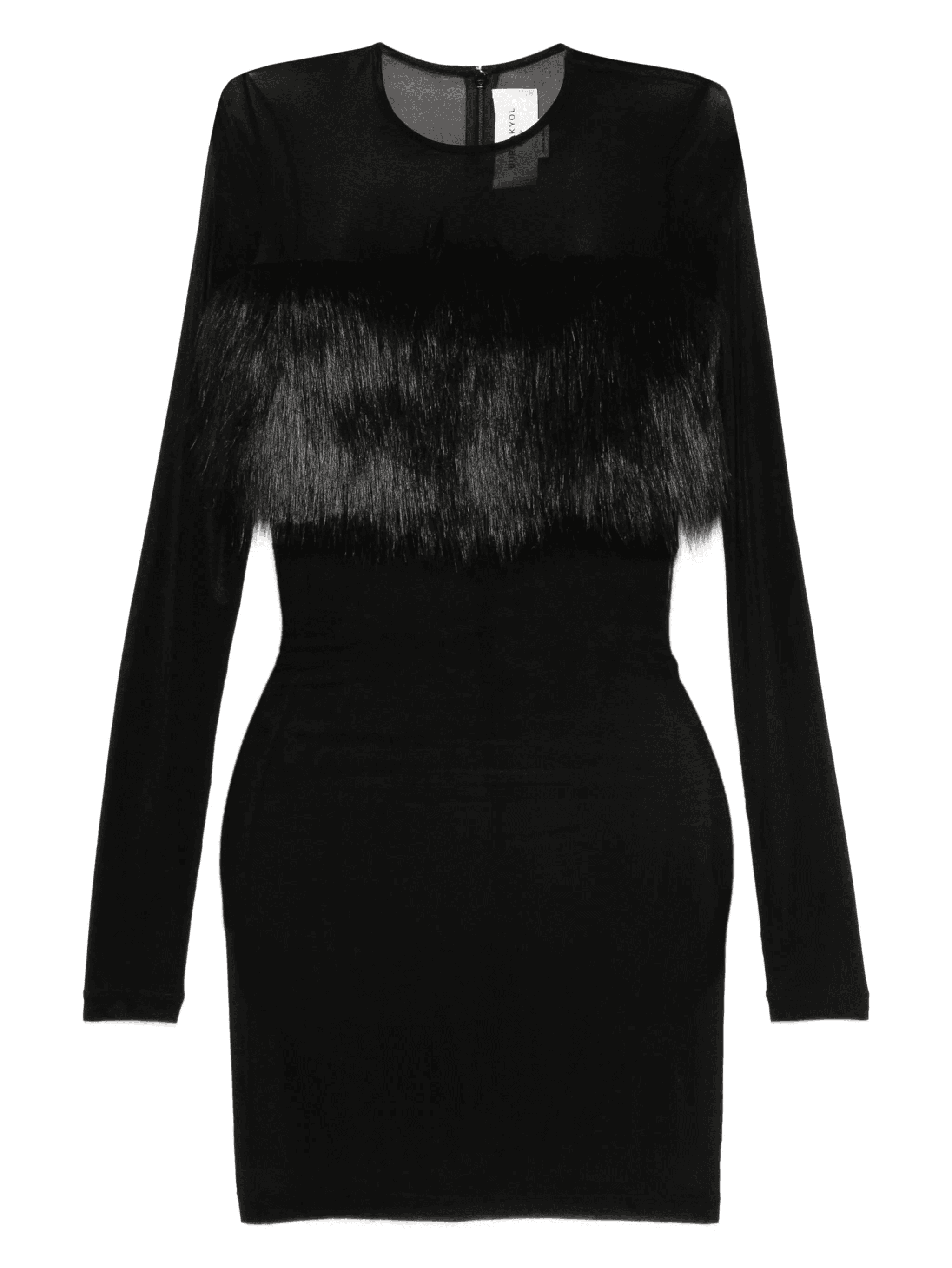 faux fur-trimmed mini dress - Image 1