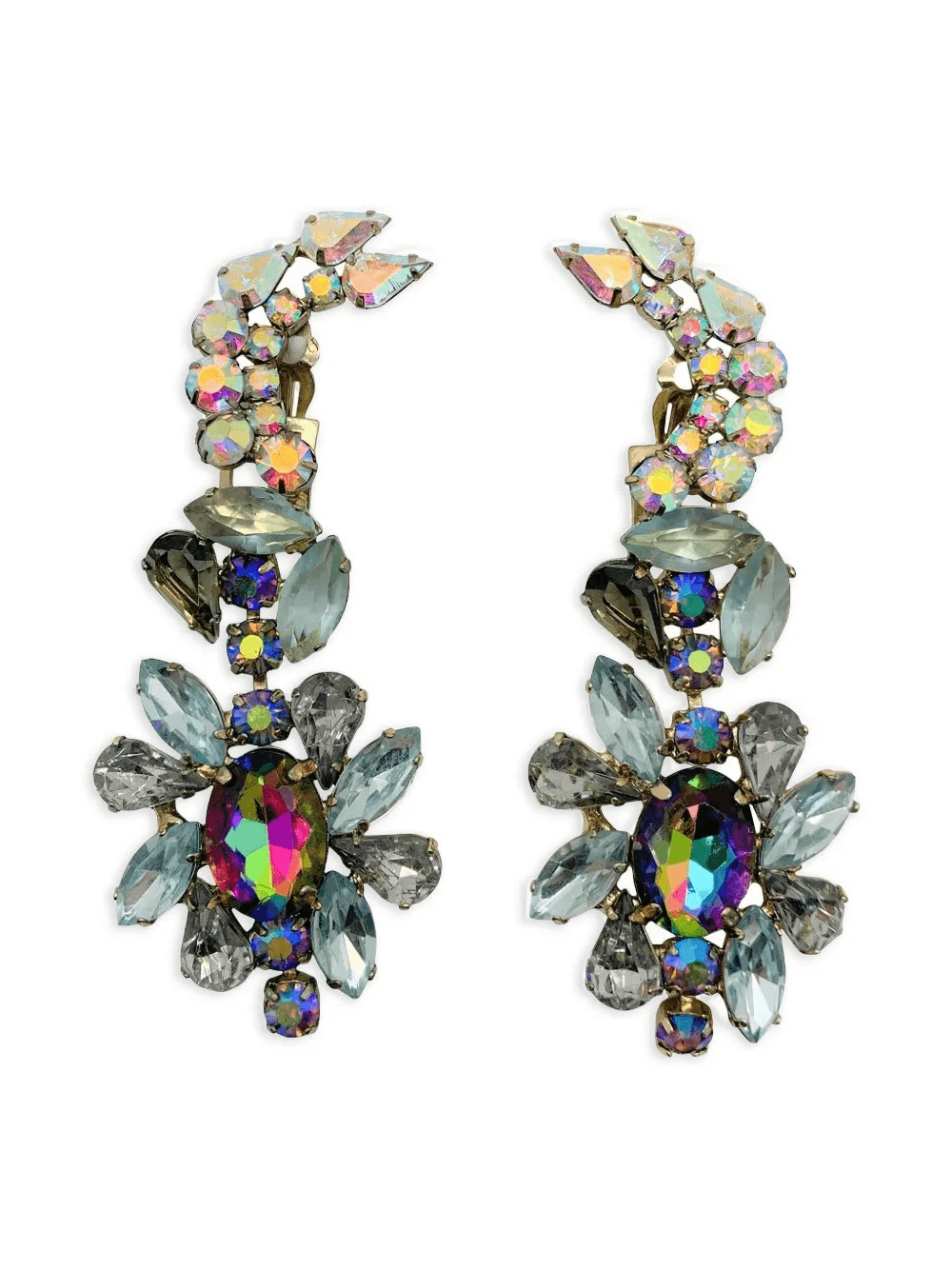 1990s crystal day night earrings - Image 1