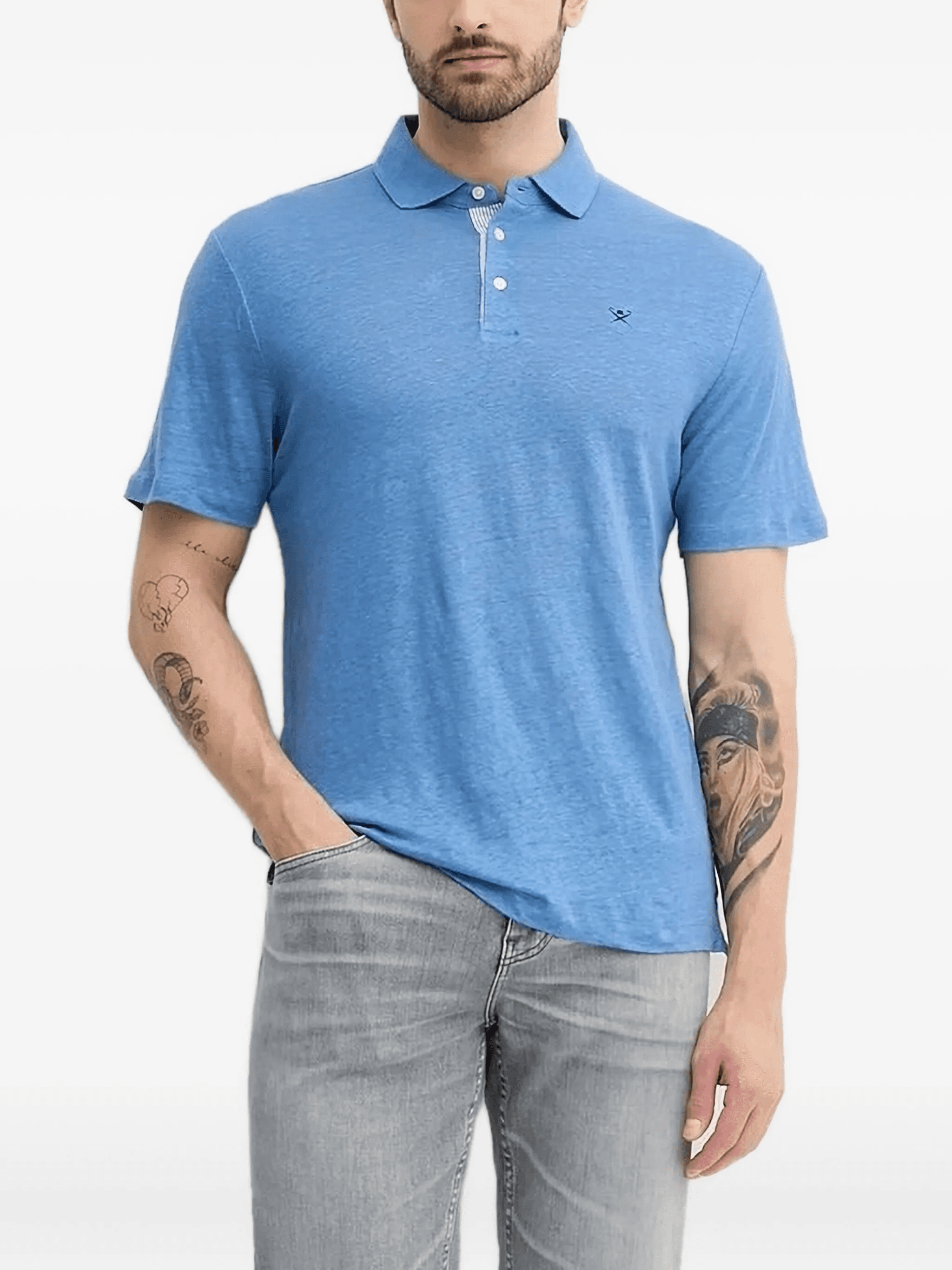 embroidered-logo linen polo shirt - Image 1