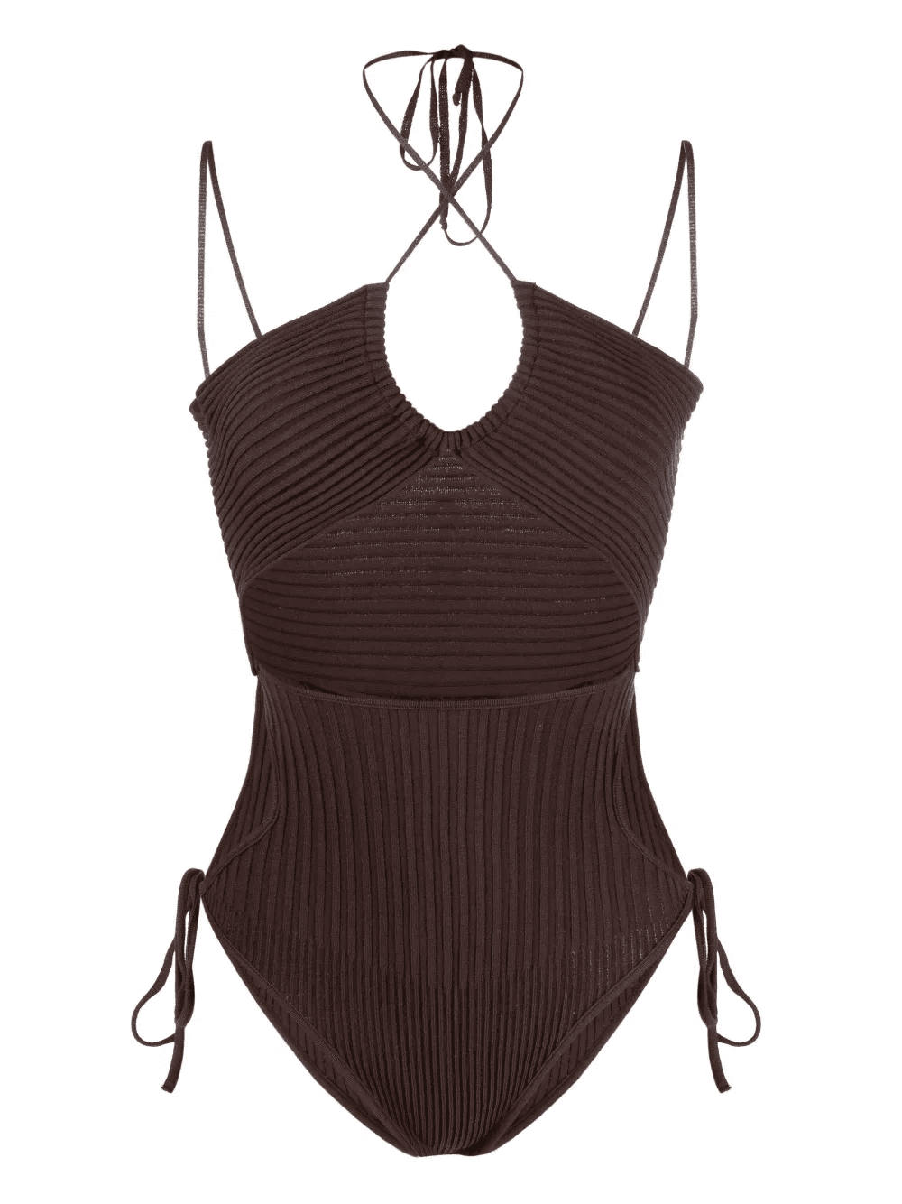 halterneck-fastening ribbed-knit bodysuit - Image 1