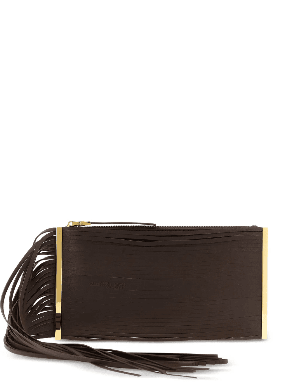 fringed leather clutch bag - Image 1