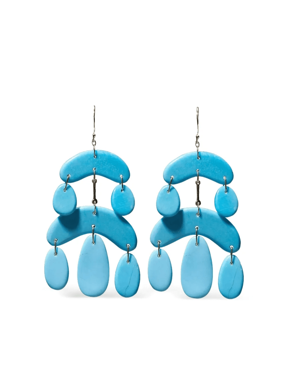 18K yellow gold turquoise stone chandelier earrings - Image 1