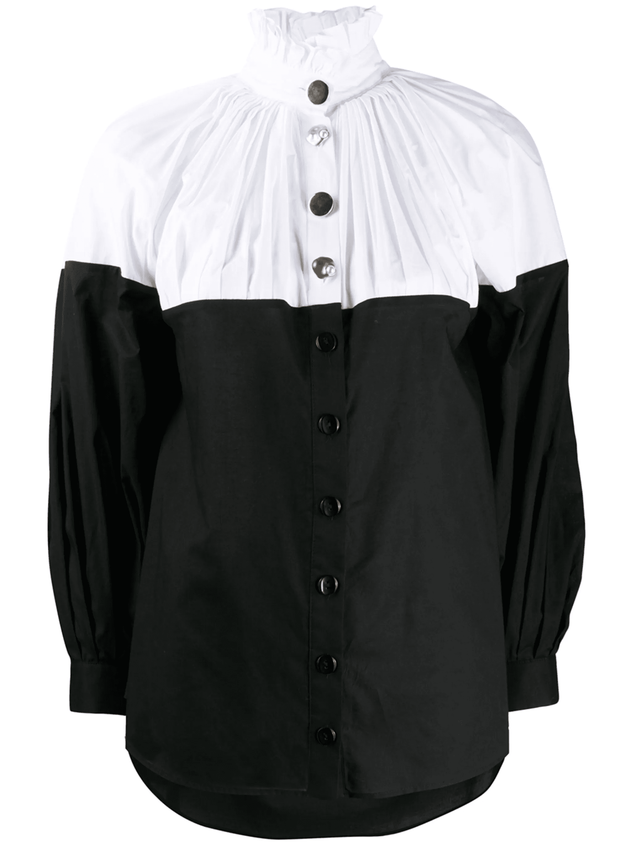 ruffled-neck two-tone shirt - Image 1