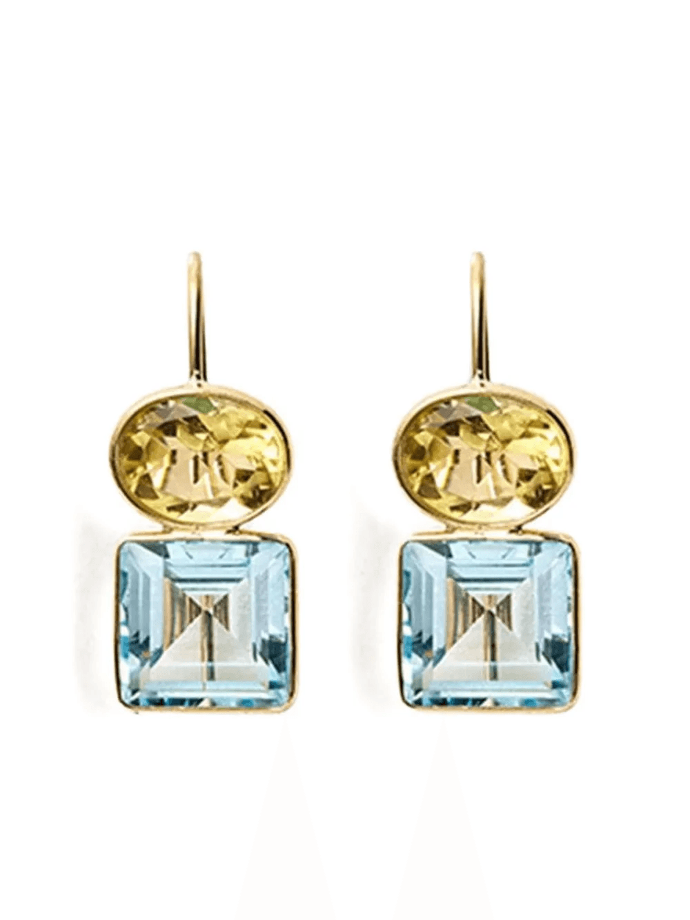14K yellow gold Duo quartz and topaz earrings - Image 1