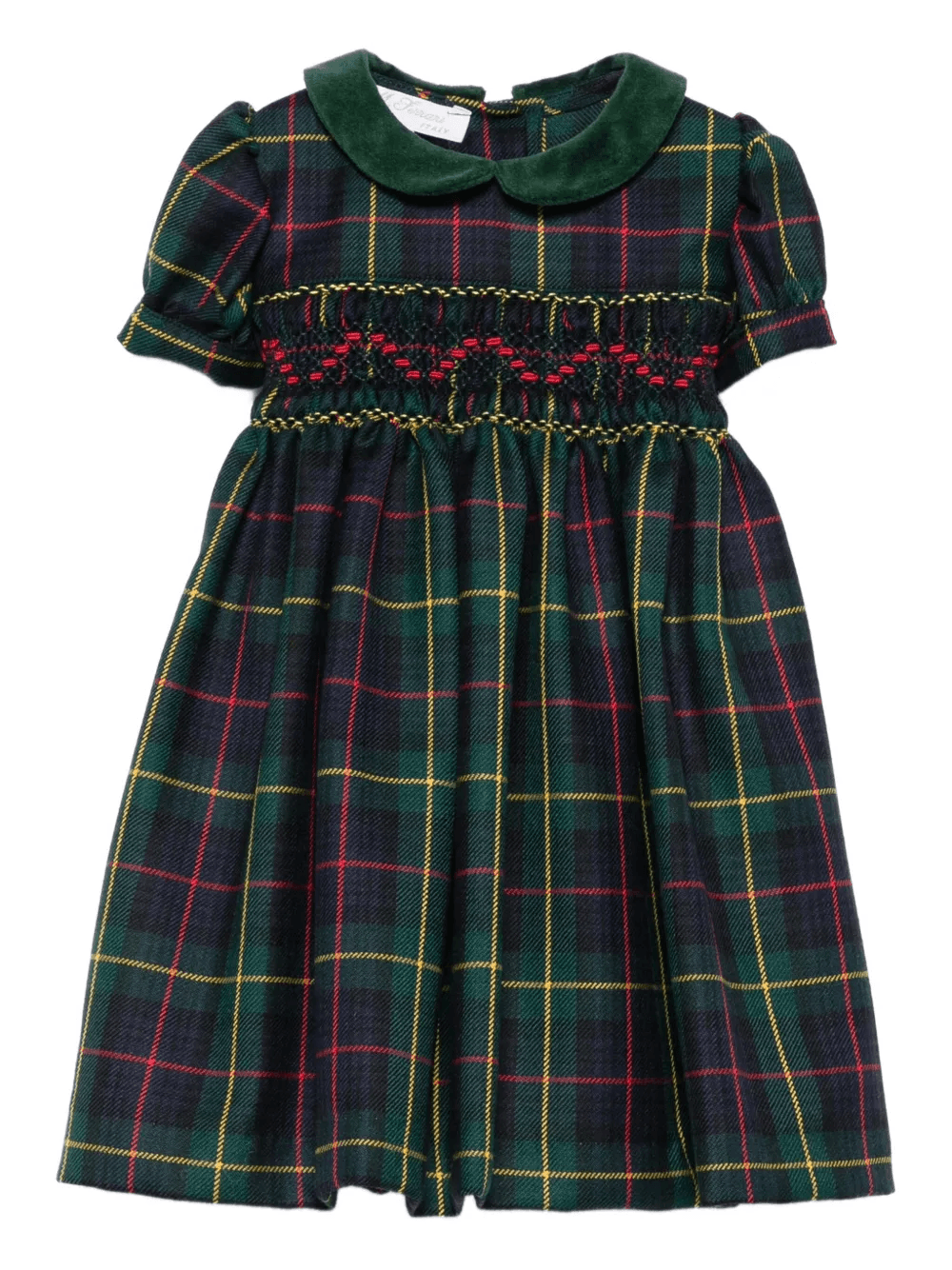 collared smocking-panel dress - Image 1