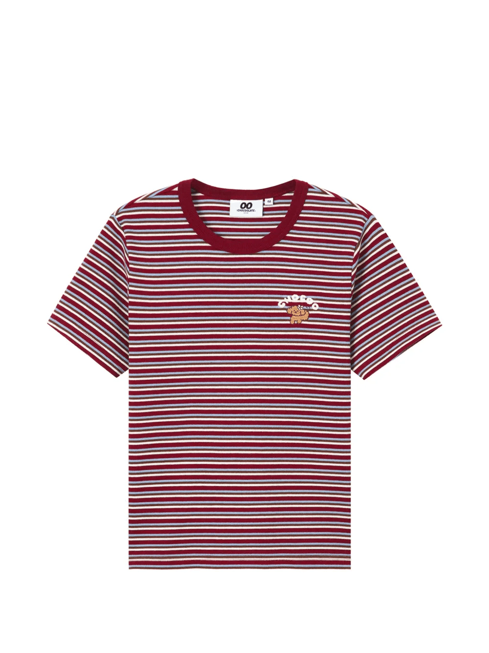 striped embroidered-detail cotton T-shirt - Image 1