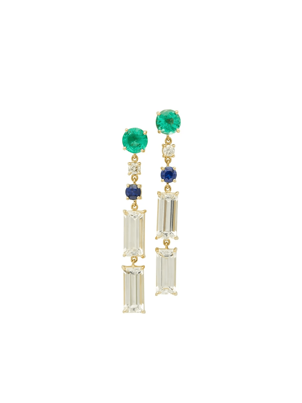 18k yellow gold Shanghai multi-stone earrings - Image 1