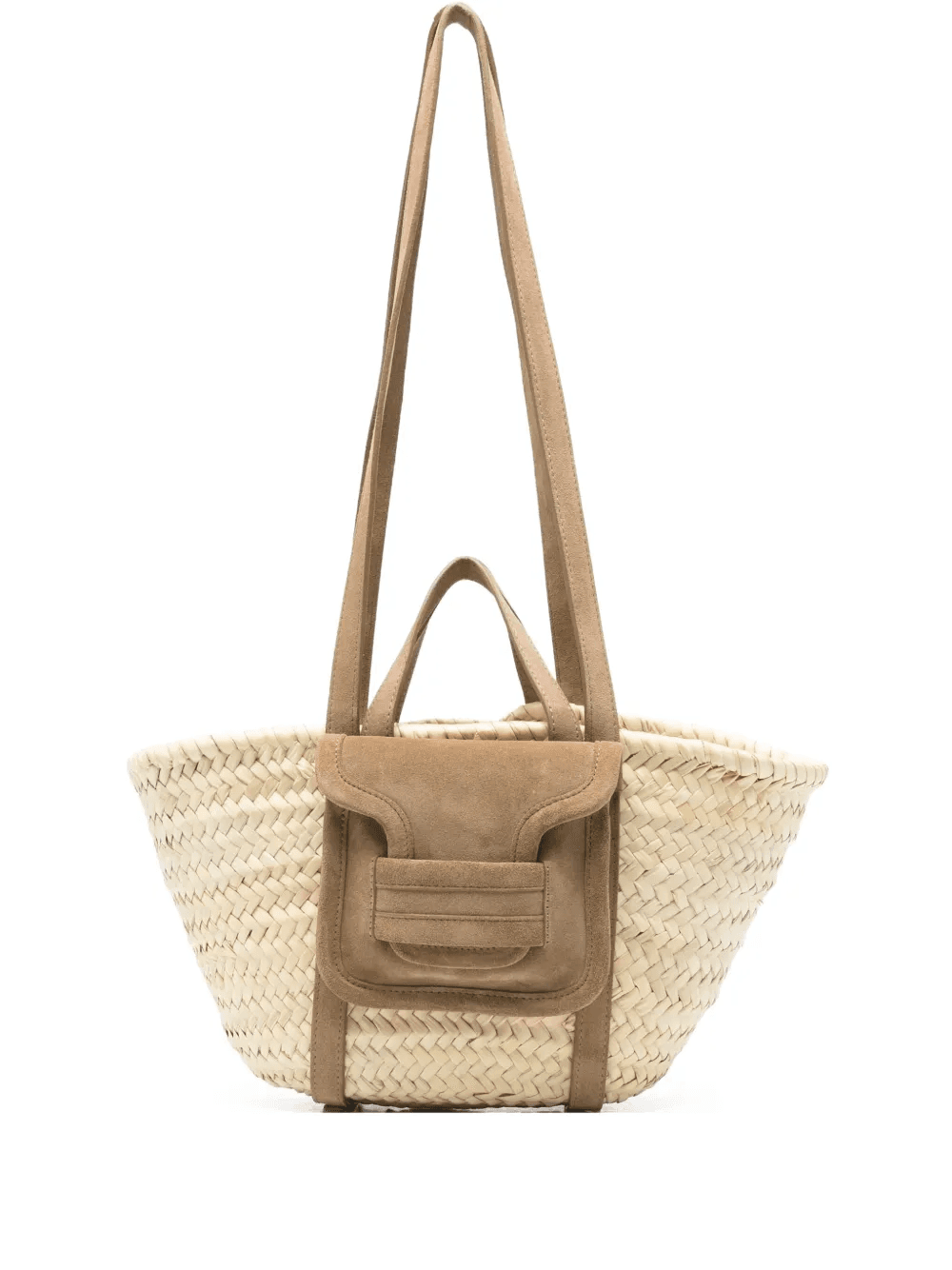 raffia suede-details tote bag - Image 1