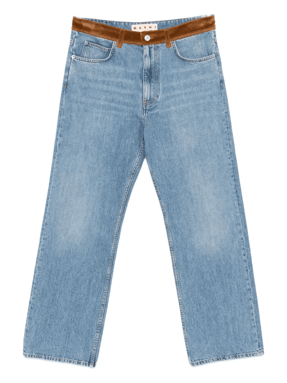 floral-appliqué velvet-trim jeans - Image 1
