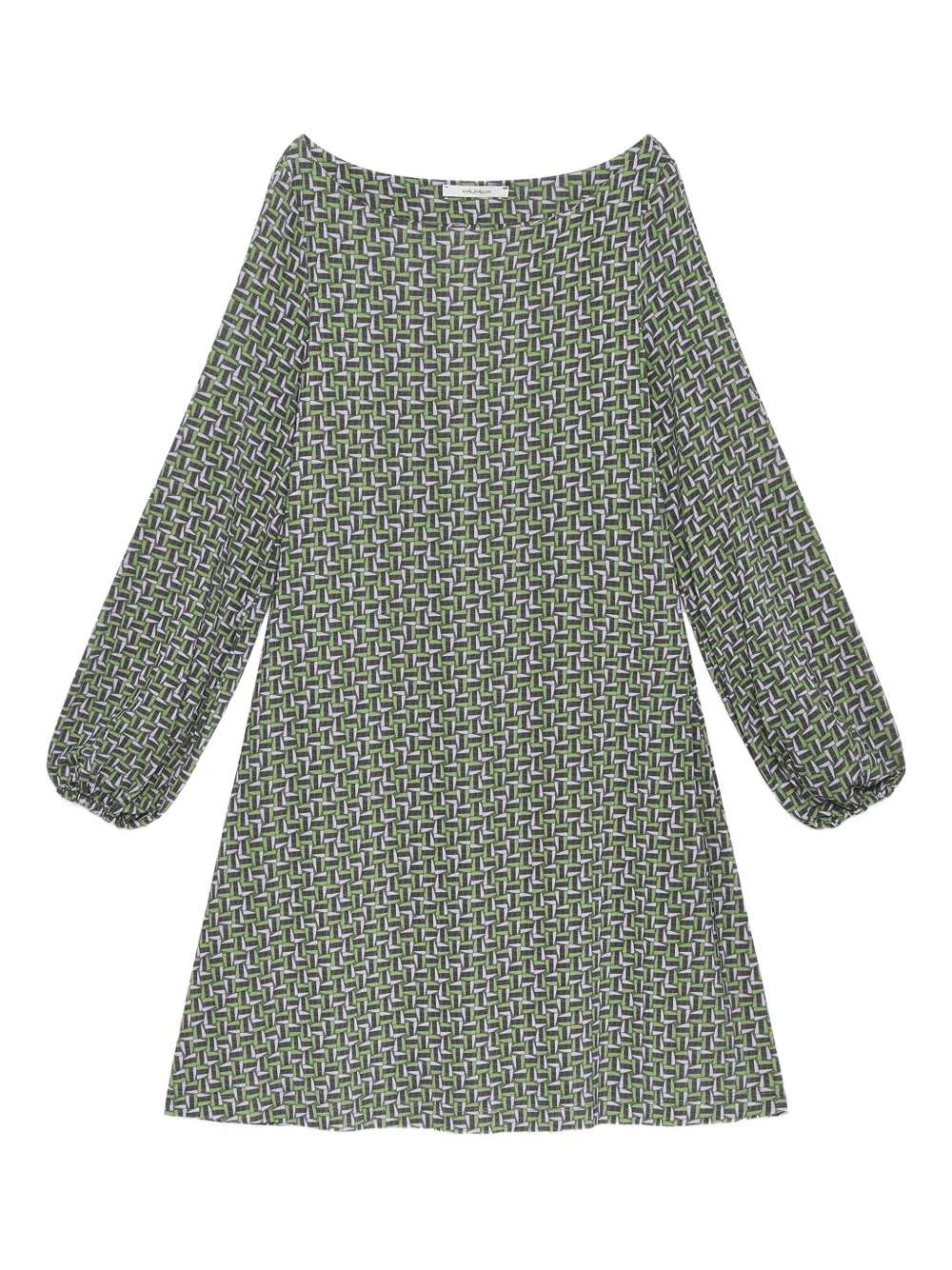 geometric-print boat-neck mini dress - Image 1