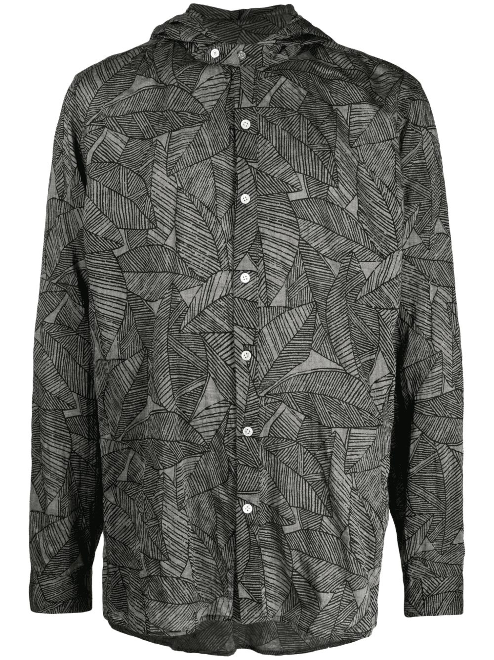 leaf-print hooded shirt - Image 1