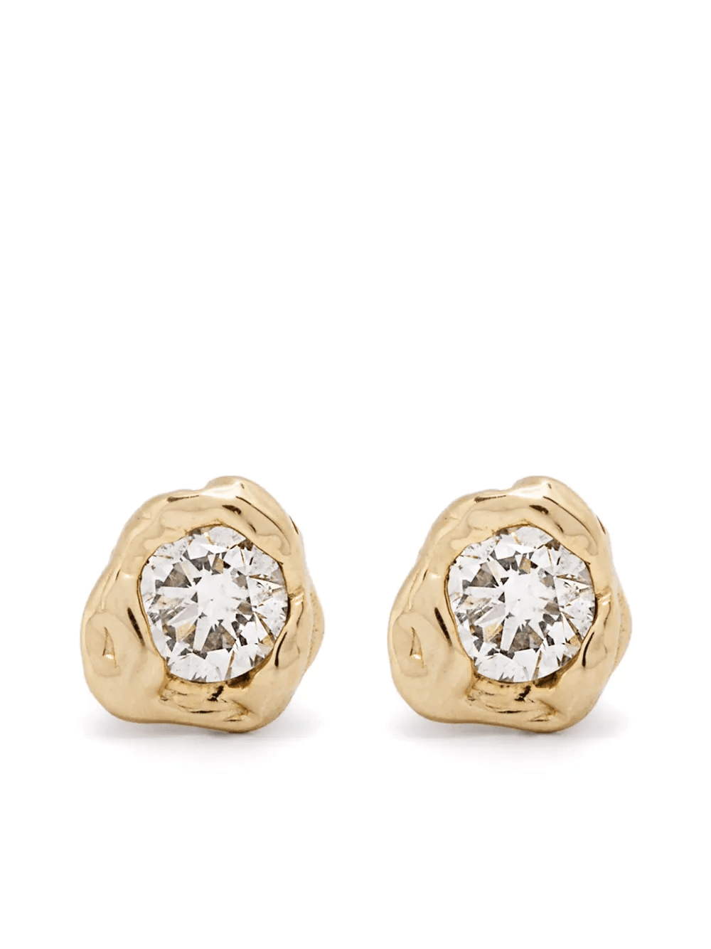 14K yellow gold medium Alfa diamond earrings - Image 1