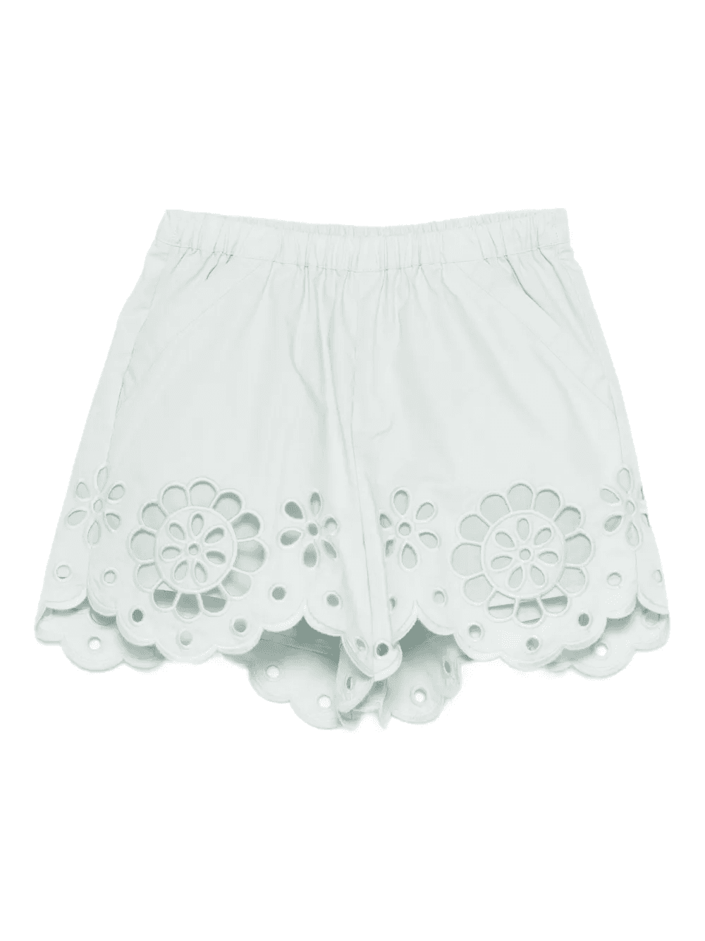 floral-applique scalloped shorts - Image 1