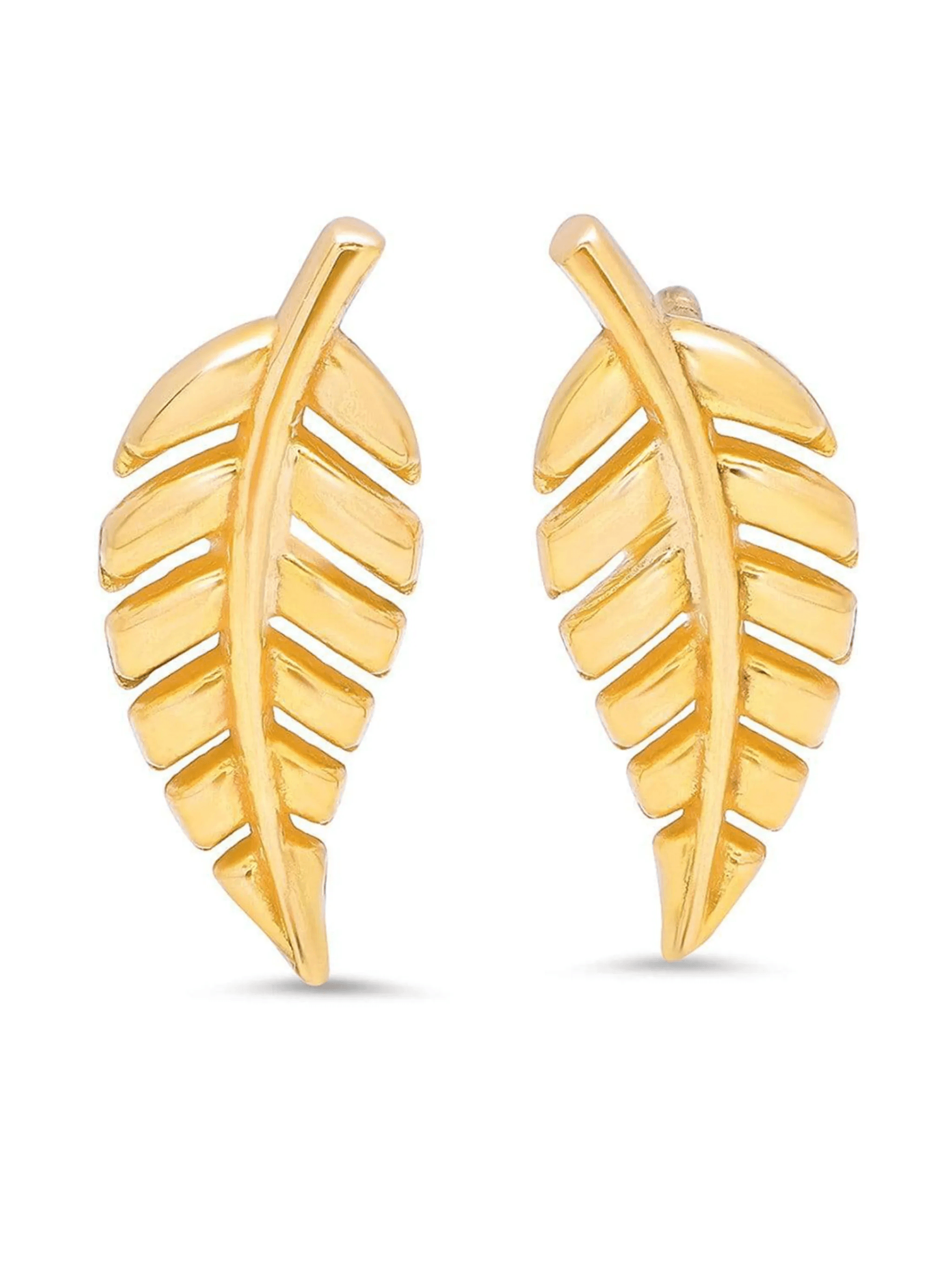 18kt yellow gold mini leaf stud earrings - Image 1