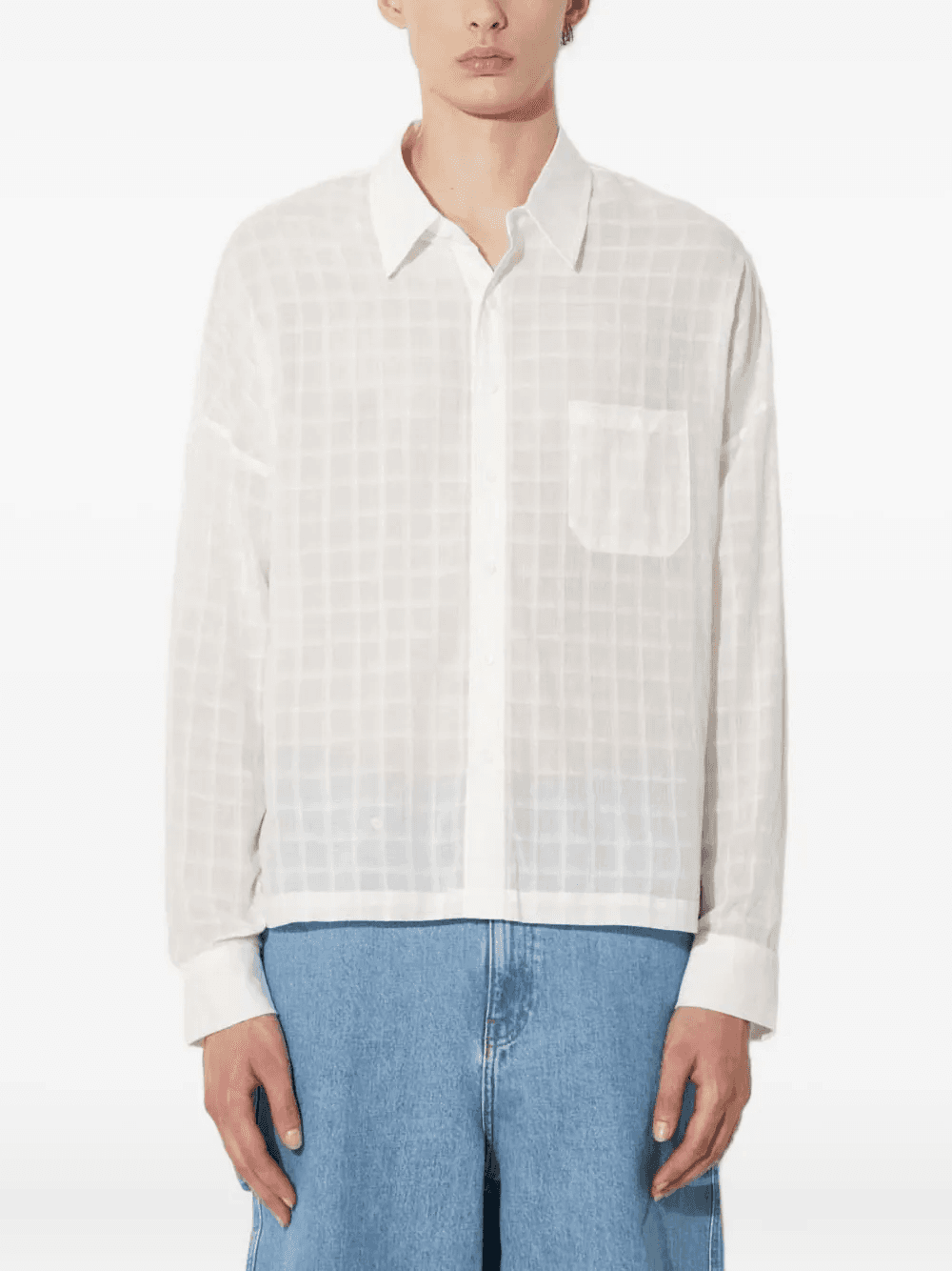 grid-pattern shirt - Image 1