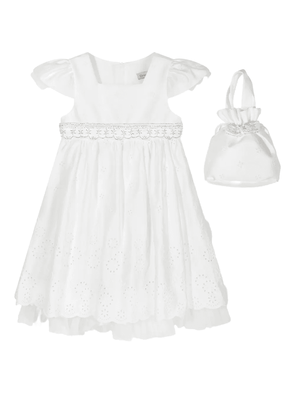 embroidered ruffle-sleeve dress set - Image 1