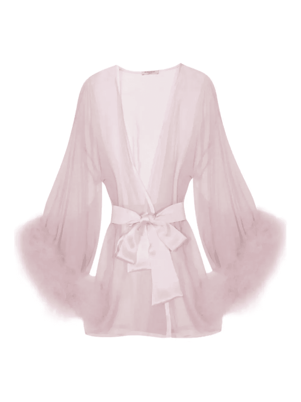 Brief Encounter feather-trim silk robe - Image 1