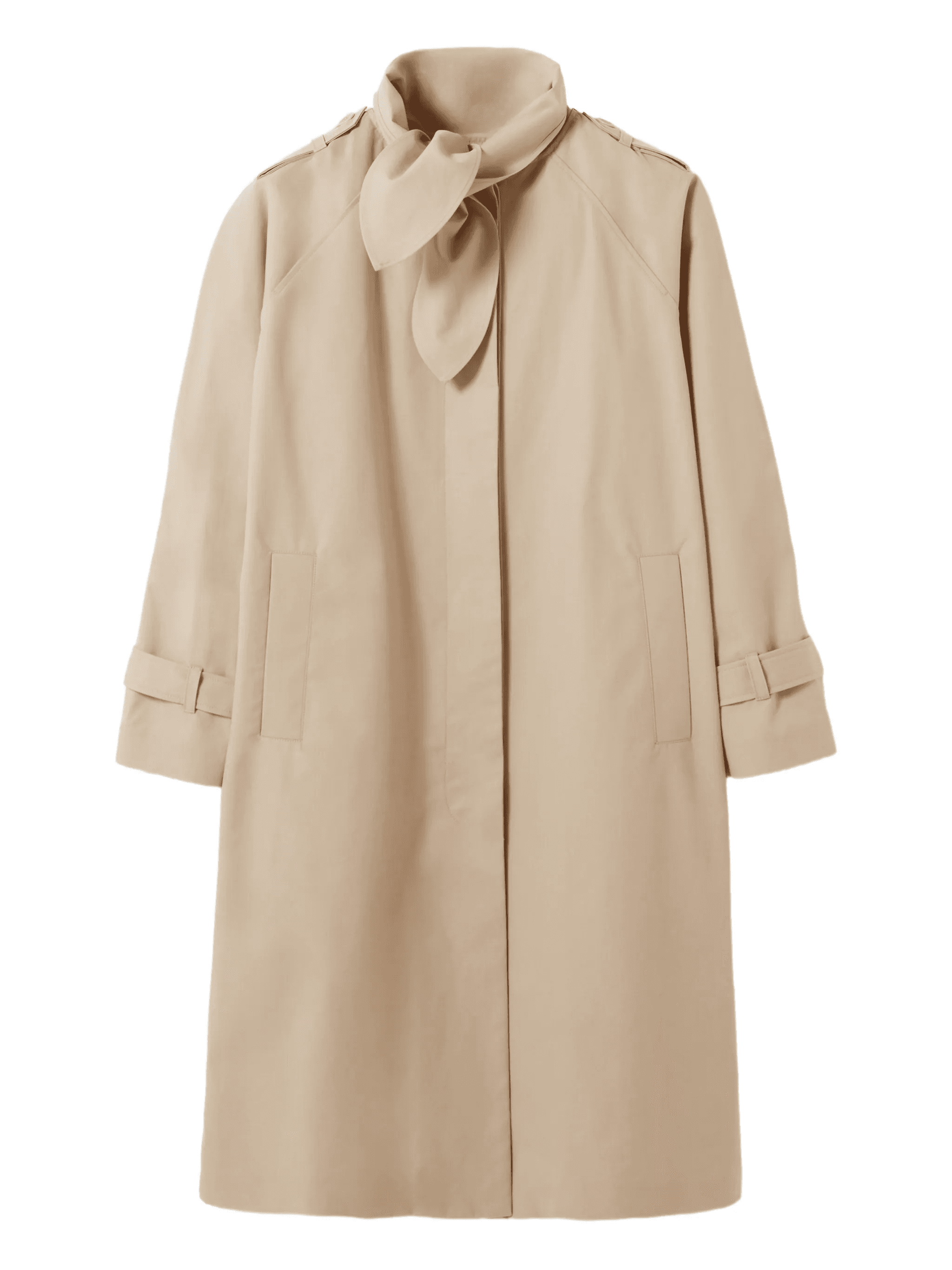 tie-detail cotton trench coat - Image 1
