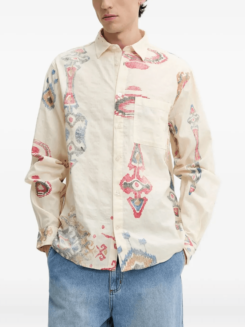 abstract-print pocket shirt - Image 1