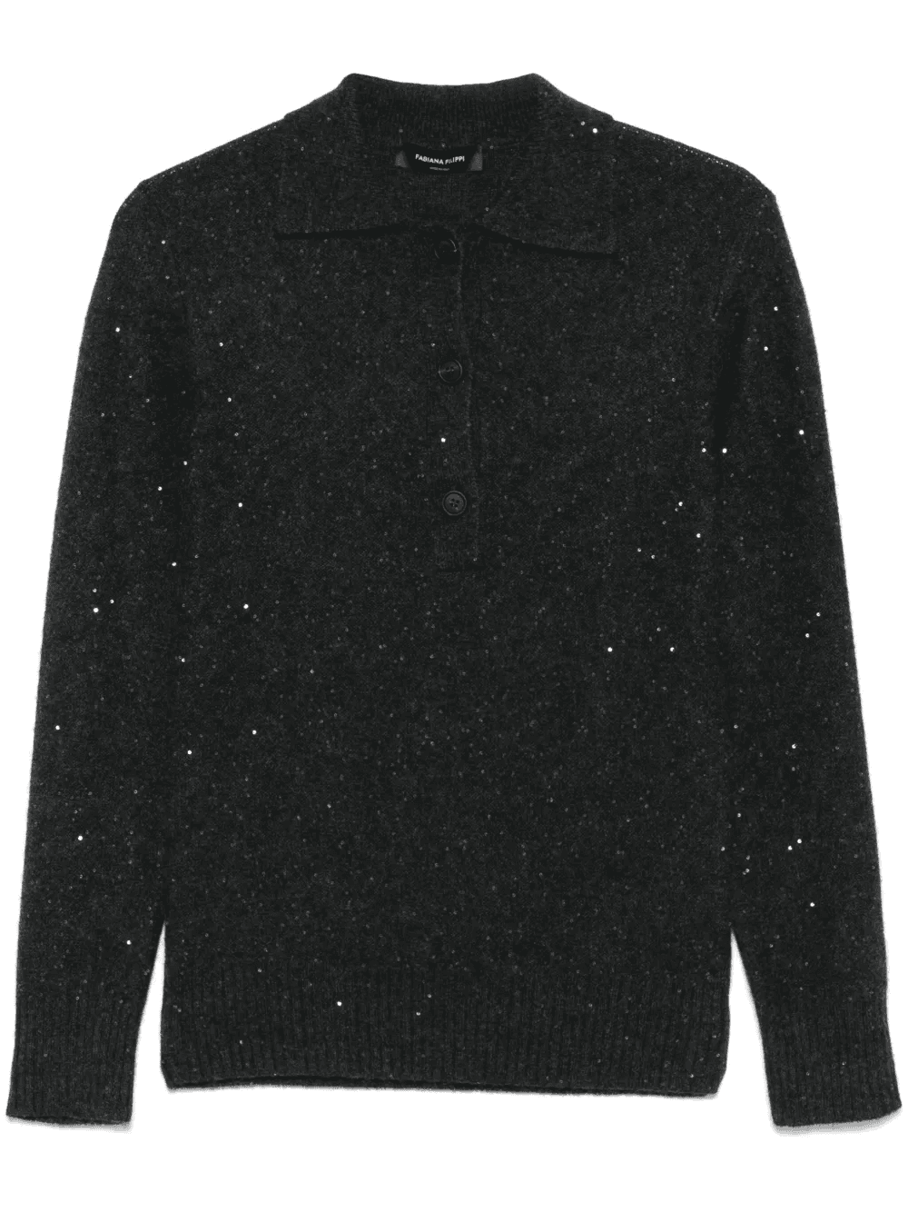 sequin-embellished polo sweater - Image 1