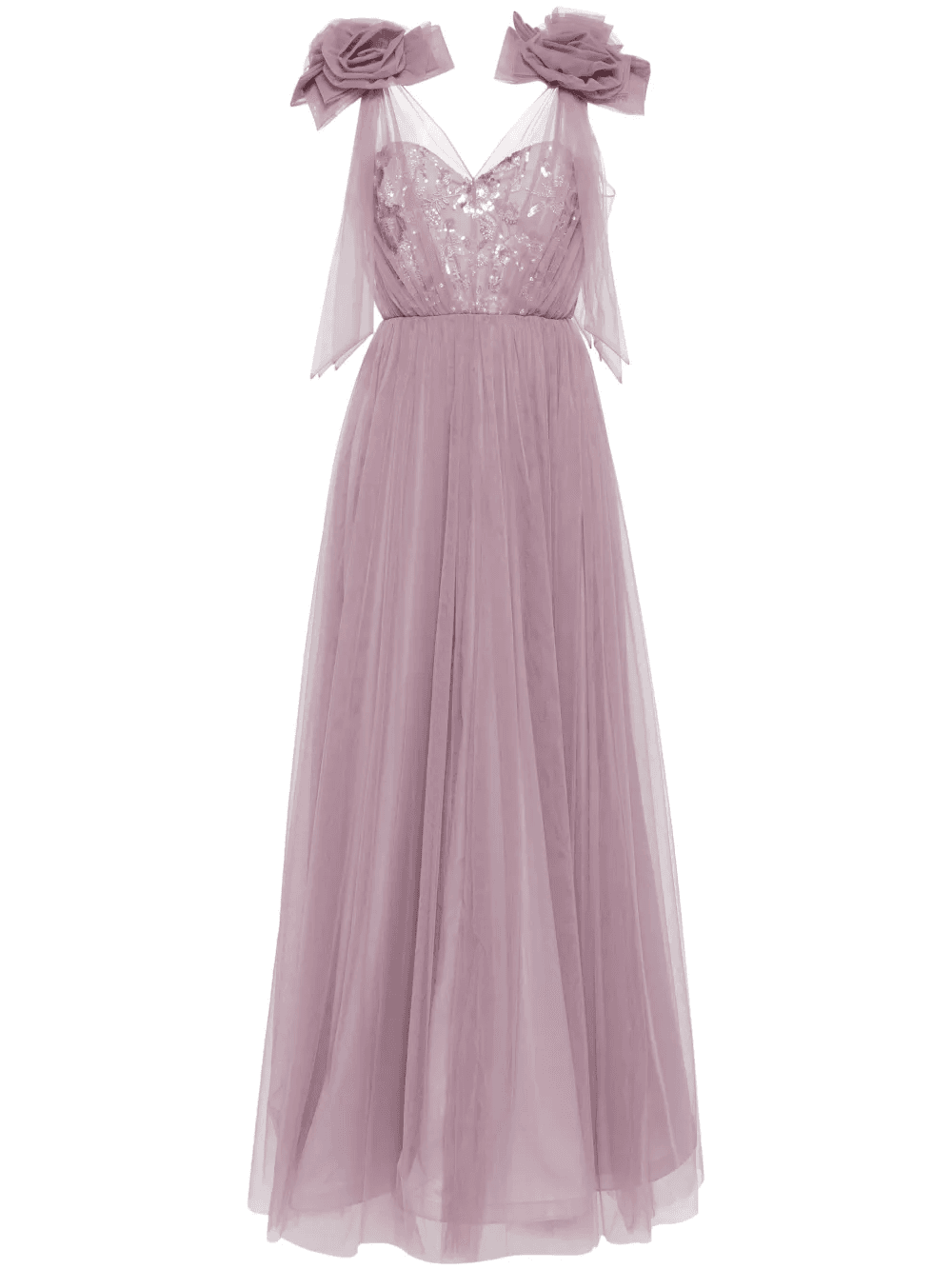 floral-appliqué tulle gown - Image 1