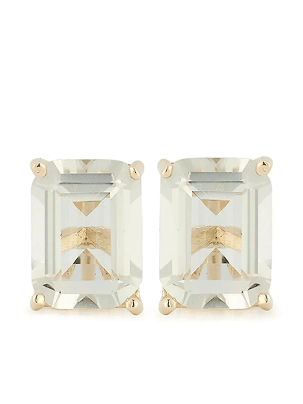 14kt yellow gold green amethyst stud earrings - Image 1