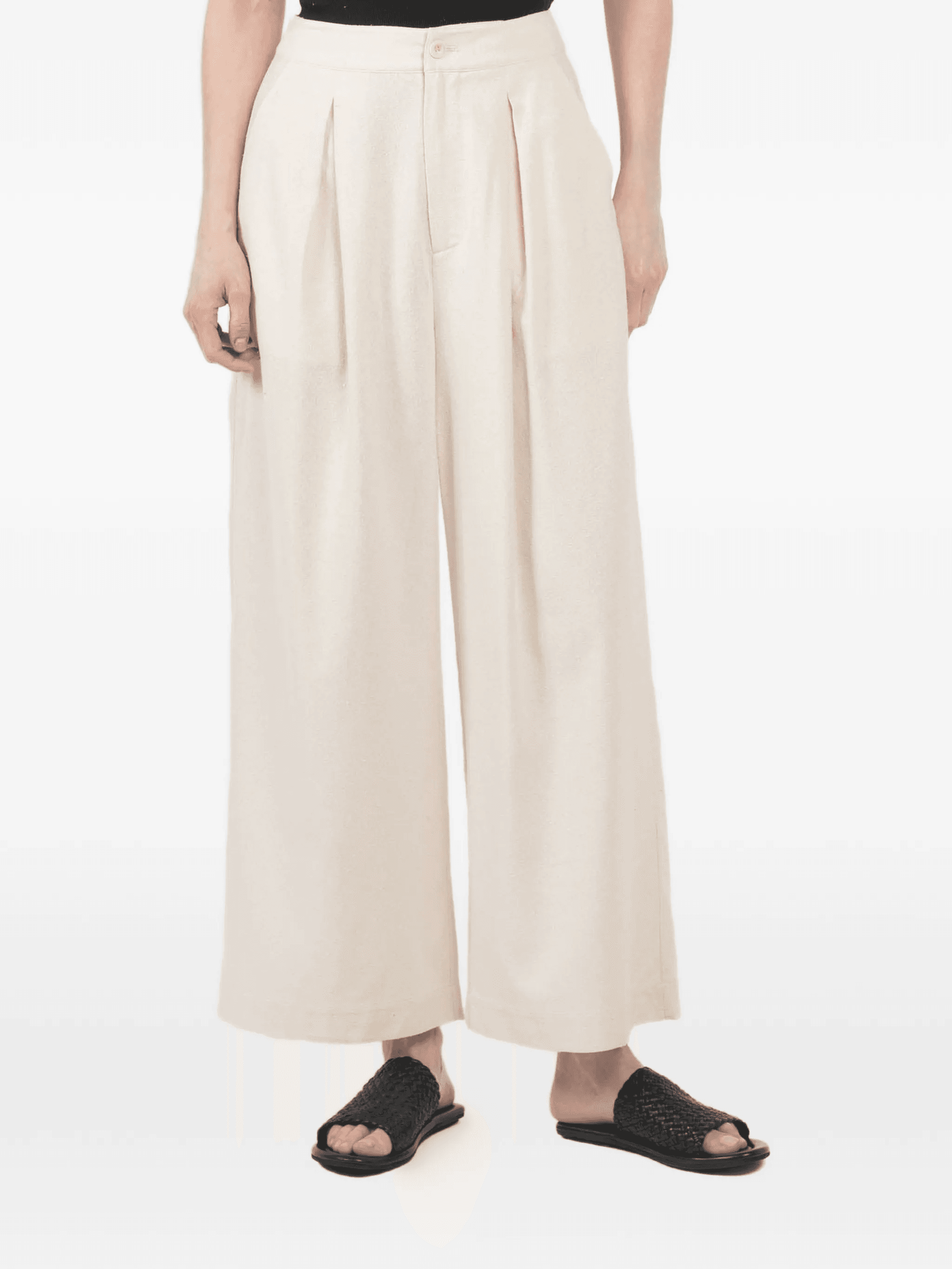 pleated relaxed palazzo pants - Image 1