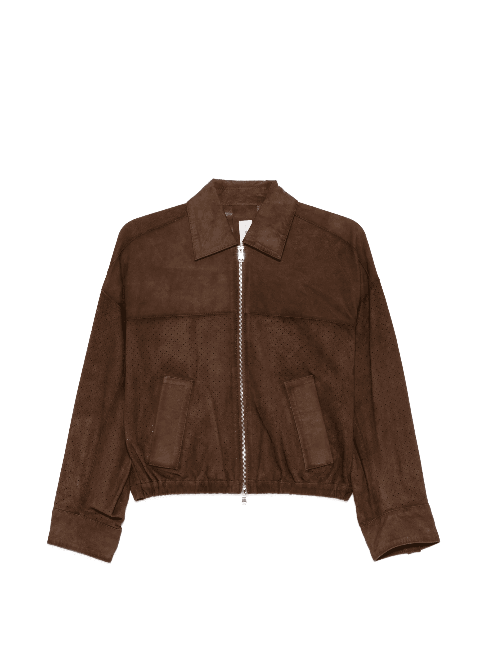 perforated zip leather jacket - Image 1