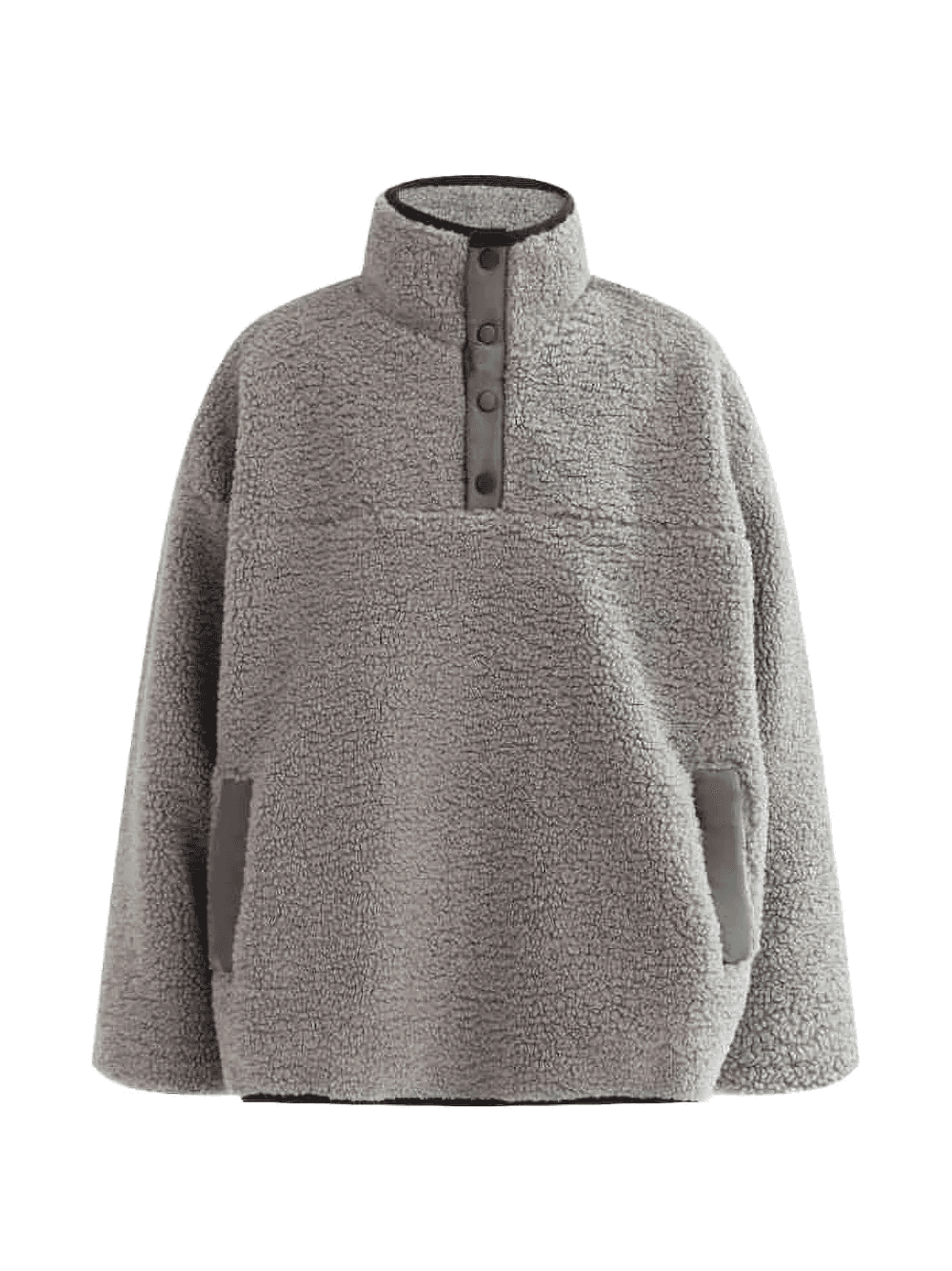 sherpa button pullover - Image 1