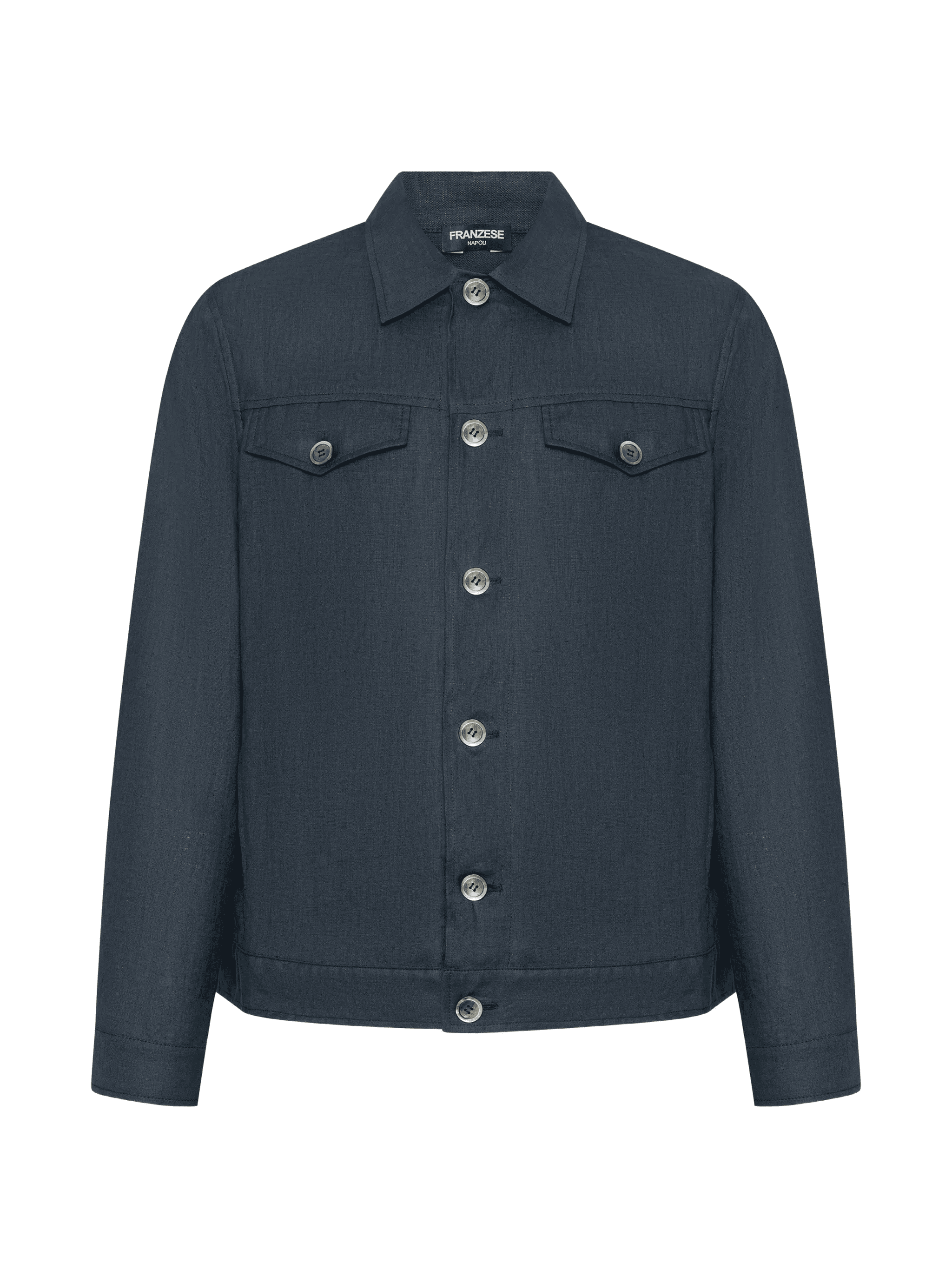 flap-pocket linen shirt jacket - Image 1