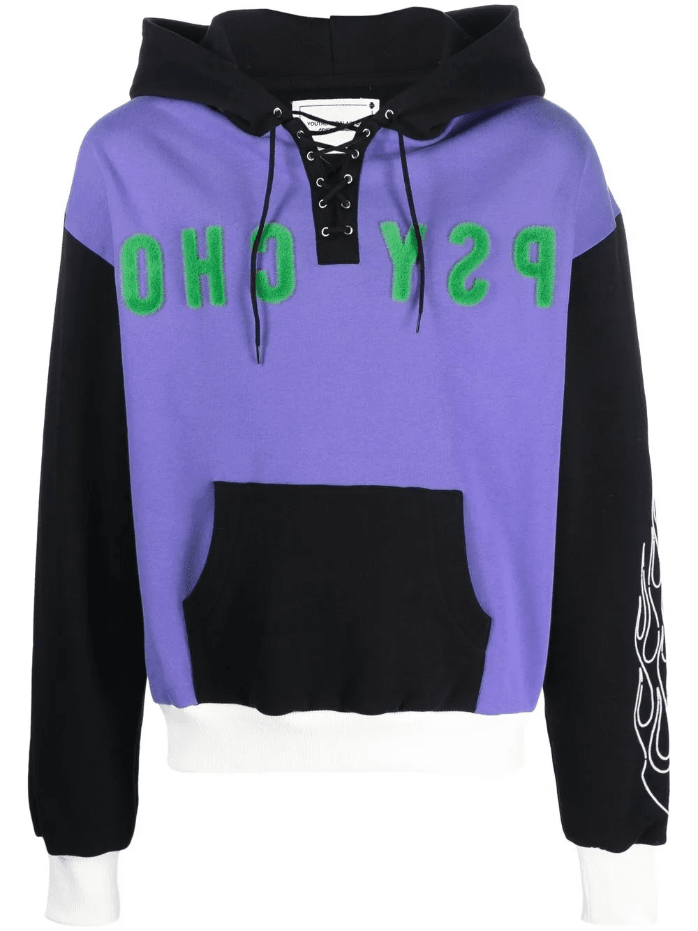colour-blocked lace-up hoodie - Image 1