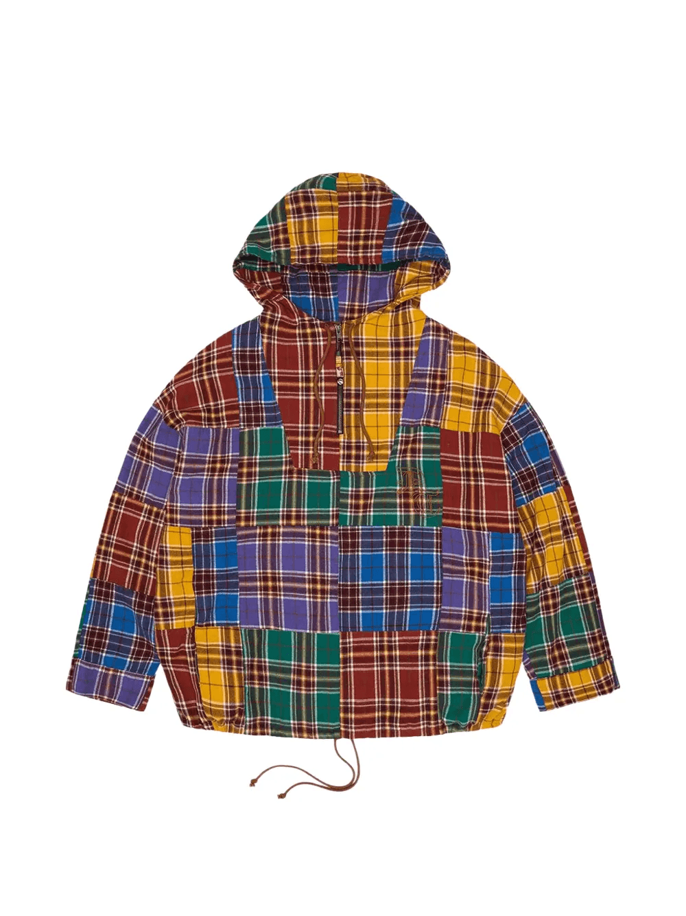 MVP plaid patchwork zip-collar hoodie - Image 1