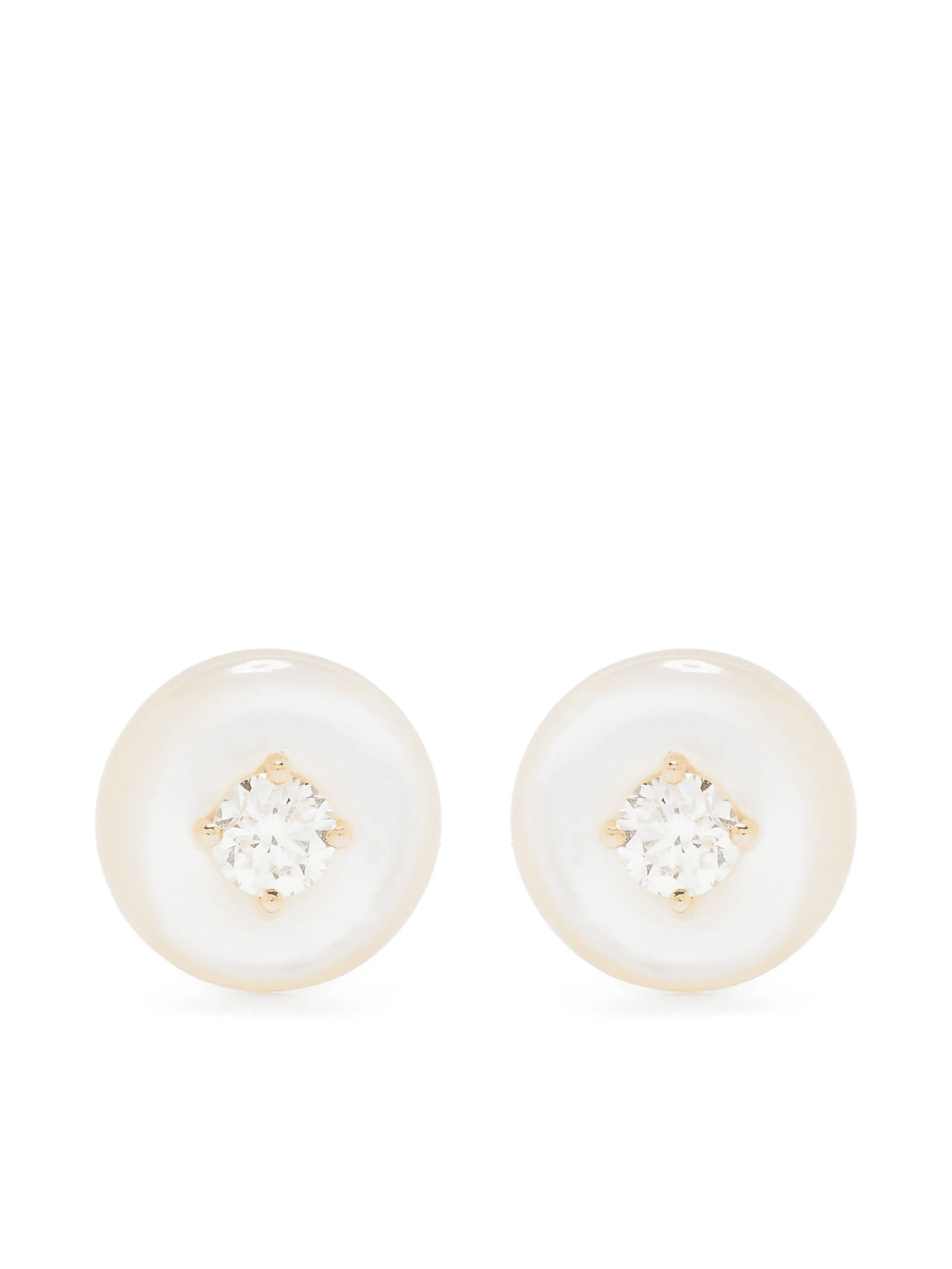 18kt yellow gold large Orbit diamond and tagua earrings - Image 1