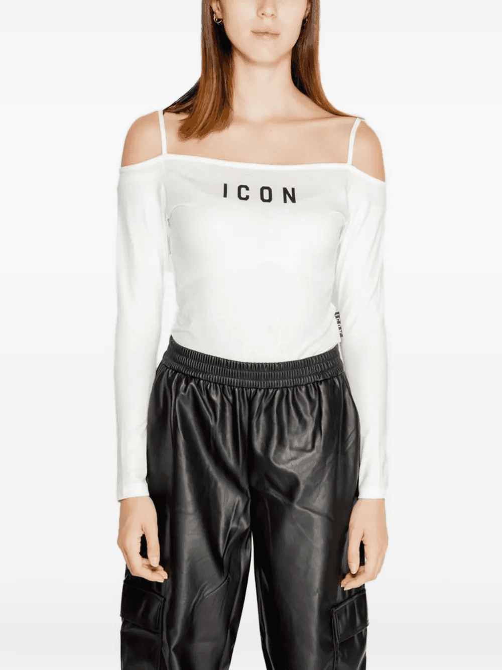 logo-print off-the-shoulder top - Image 1
